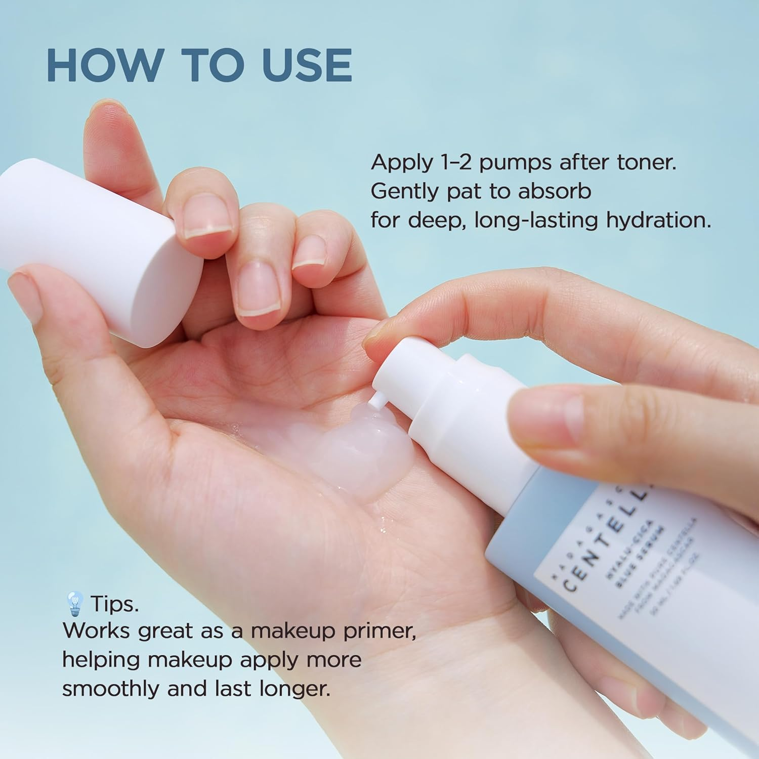 SKIN1004 Hyalu-Cica Blue Serum, 50Ml, Hydrating Face Serum with 5 Hyaluronic Acids & Madagascar Centella Asiatica, Korean Facial Ampoule Serum for Deep Moisture and Skin Barrier Care, Korean Skincare