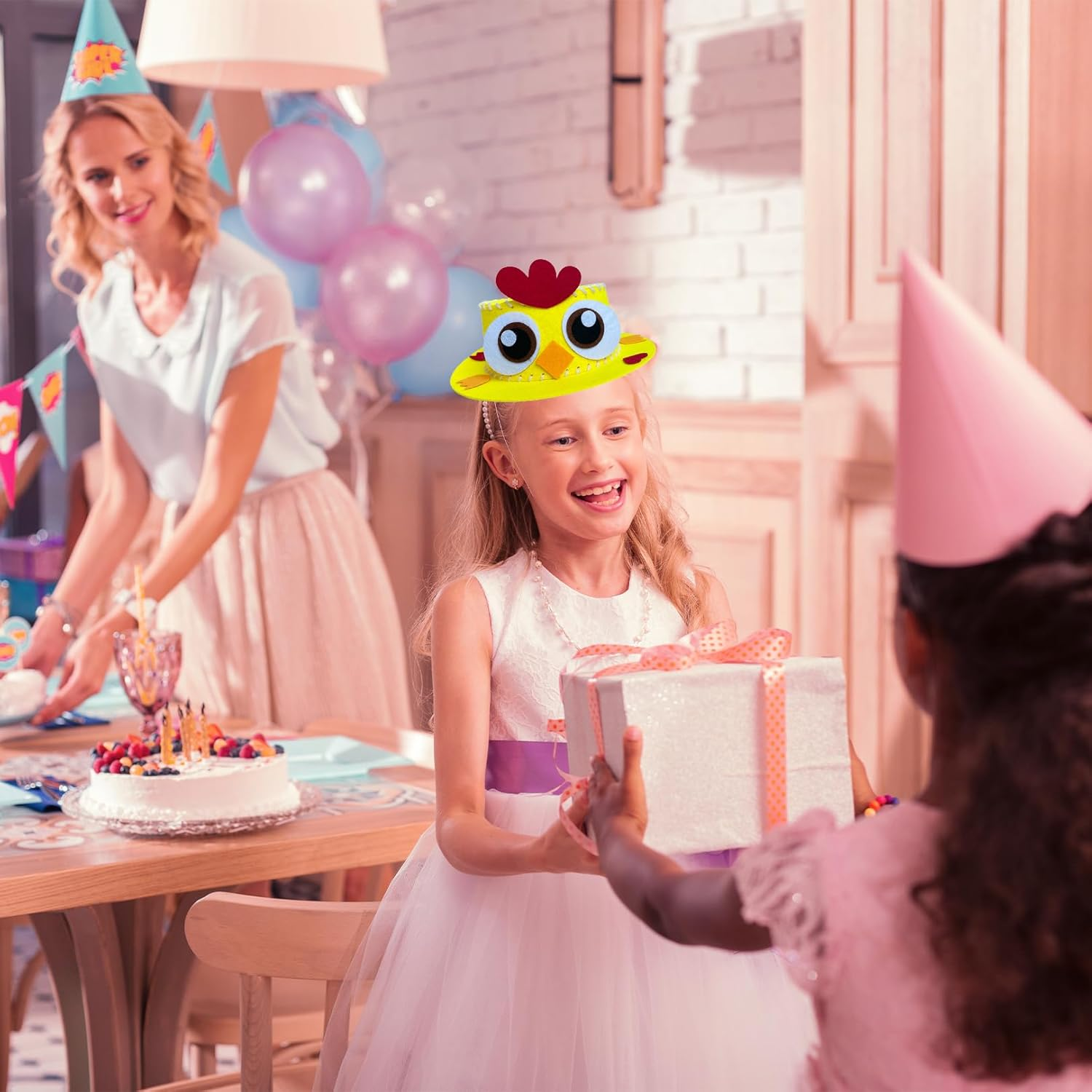 Easter Bonnet Decorations Kit,Yellow Chick Make Your Own Easter Bonnet for Boys & Girls,For Kid Party Activities Decorate,Diy Easter Hat Kit,Easter Party Favors,Easter Craft Supplies image number 3