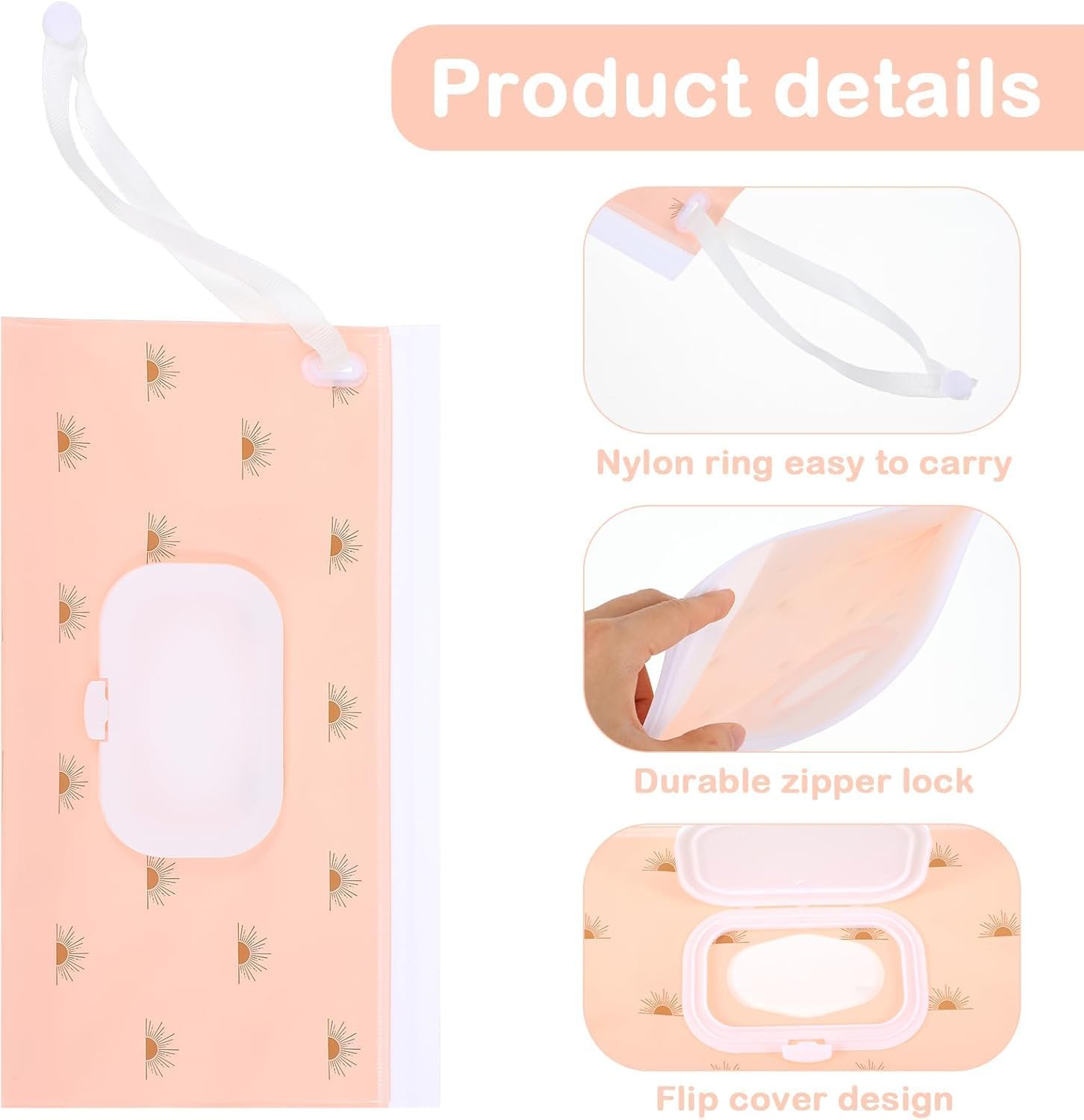 Wet Wipe Pouch Dispenser, 4Pcs Portable Refillable Wipe Holder Container,Reusable Travel Wet Wipes Pouch,Travel Wet Wipe Pouch,Refillable Wipes Container for Travel image number 5