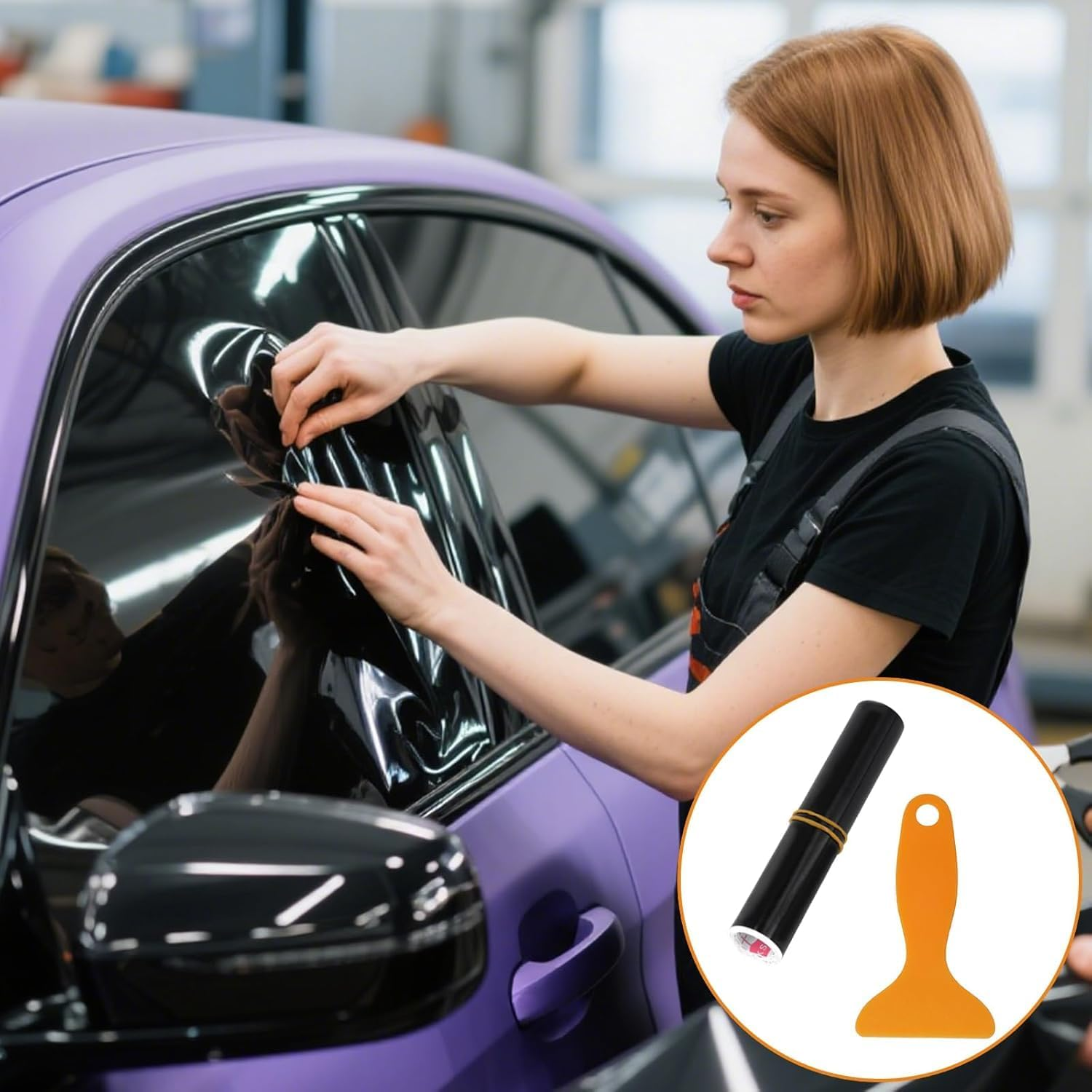 Shuoteng Car Window Tint Film Block Windshield Sun Visor Strip with Scraper, 2Pcs Car Window Tint Film Block Windshield Sun Visor Strip with Scraper image number 4