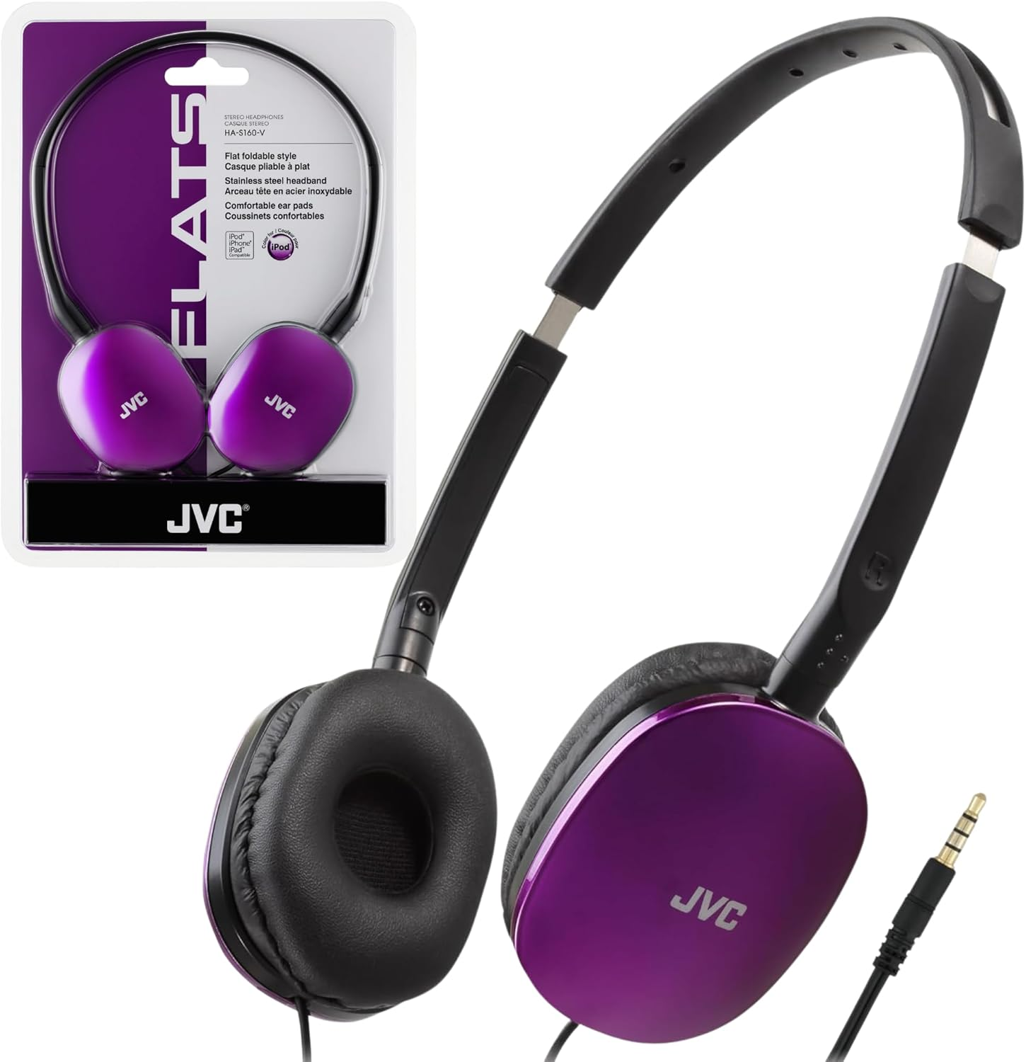 JVC HAS160V Flat Headphones (Violet) image number 2