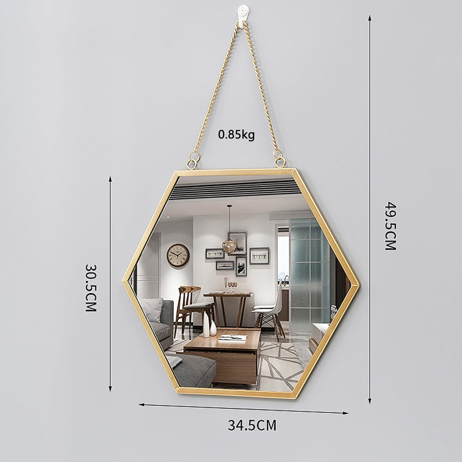 Lvpradior Gold Wall Mirror with Chain &ndash; Wall Mounted Vanity Mirror for Hallway, Bathroom, Vanity, Living Room Decorative (1 Large) image number 4