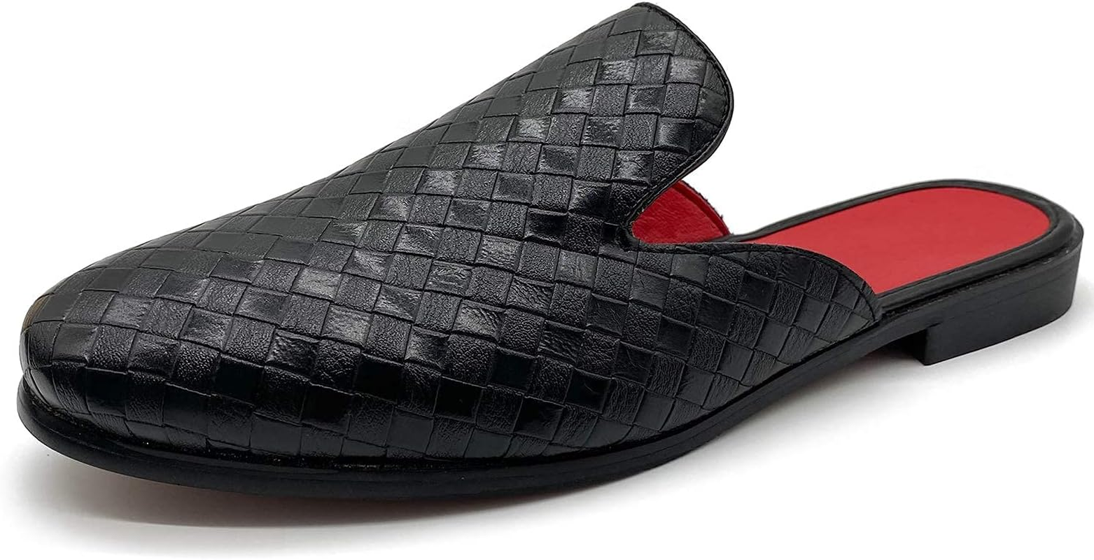 Youxiaoyou Men'S Dress Mule Slippers Suede Slip-On Loafers Velvet Backless Sandals Size 7-13