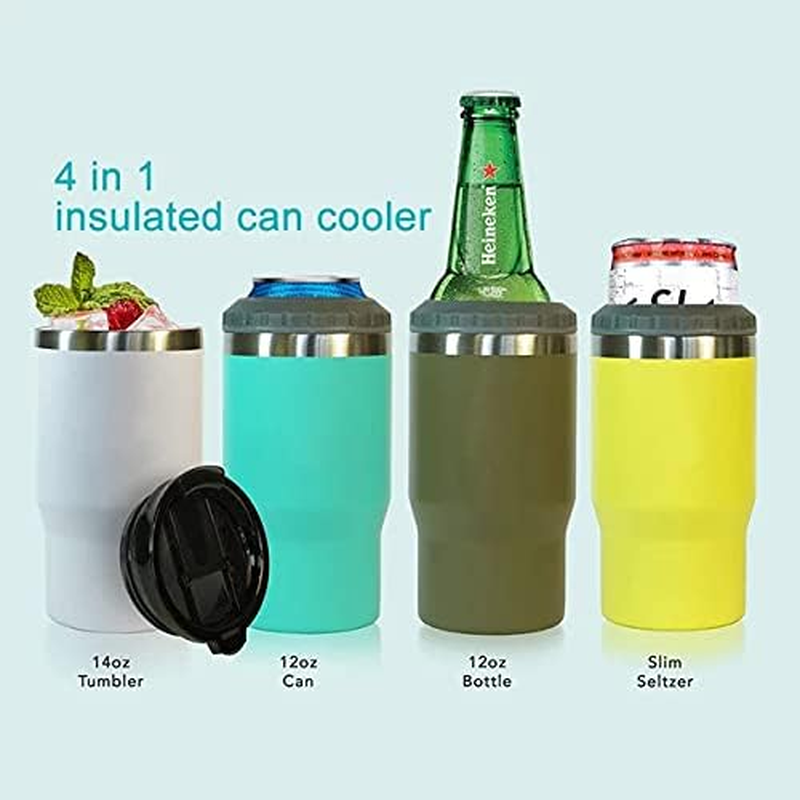Gteller 4 in 1 Stainless Steel Can/Bottle Insulator, 14Oz Two-Way Lids SUS Insulated Can Cooler, Beer Bottle Holder(Black) - Black image number 2