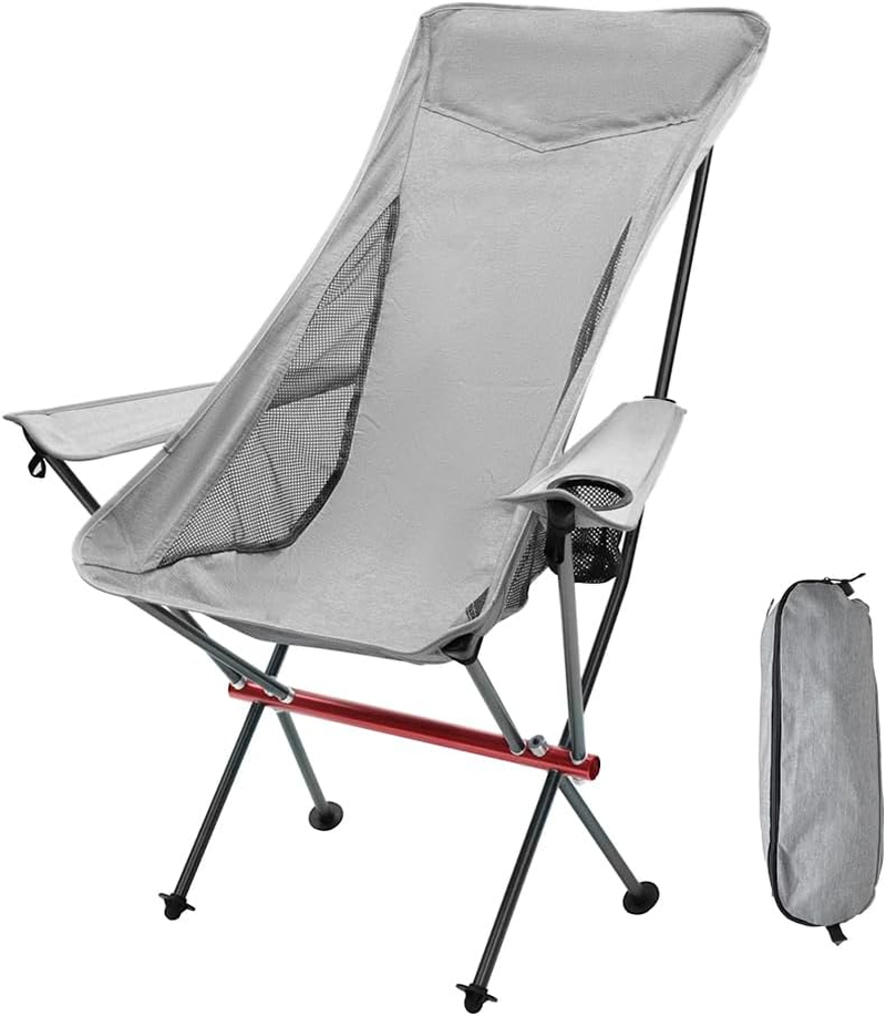 ALSTON Portable Camping Moon Chair Lightweight Aluminium Folding Chair High Back Seat Load up to 150Kg with Armrests for Picnic Beach Travelling Garden Grey image number 5