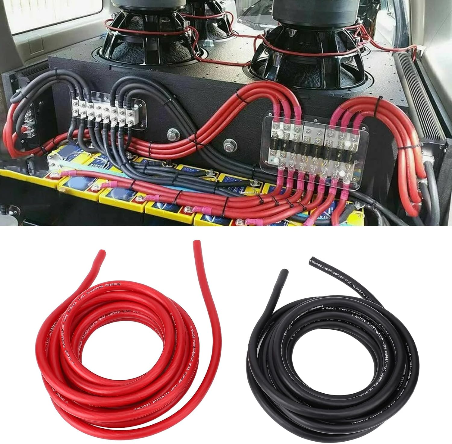 1/0 Gauge 20Ft Red Black Automotive Wire, Power Ground Cable Copper Flexible Wire with Heat Shrink Tube for Car RV Trailer Amp Inverter Solar DC Wiring image number 4