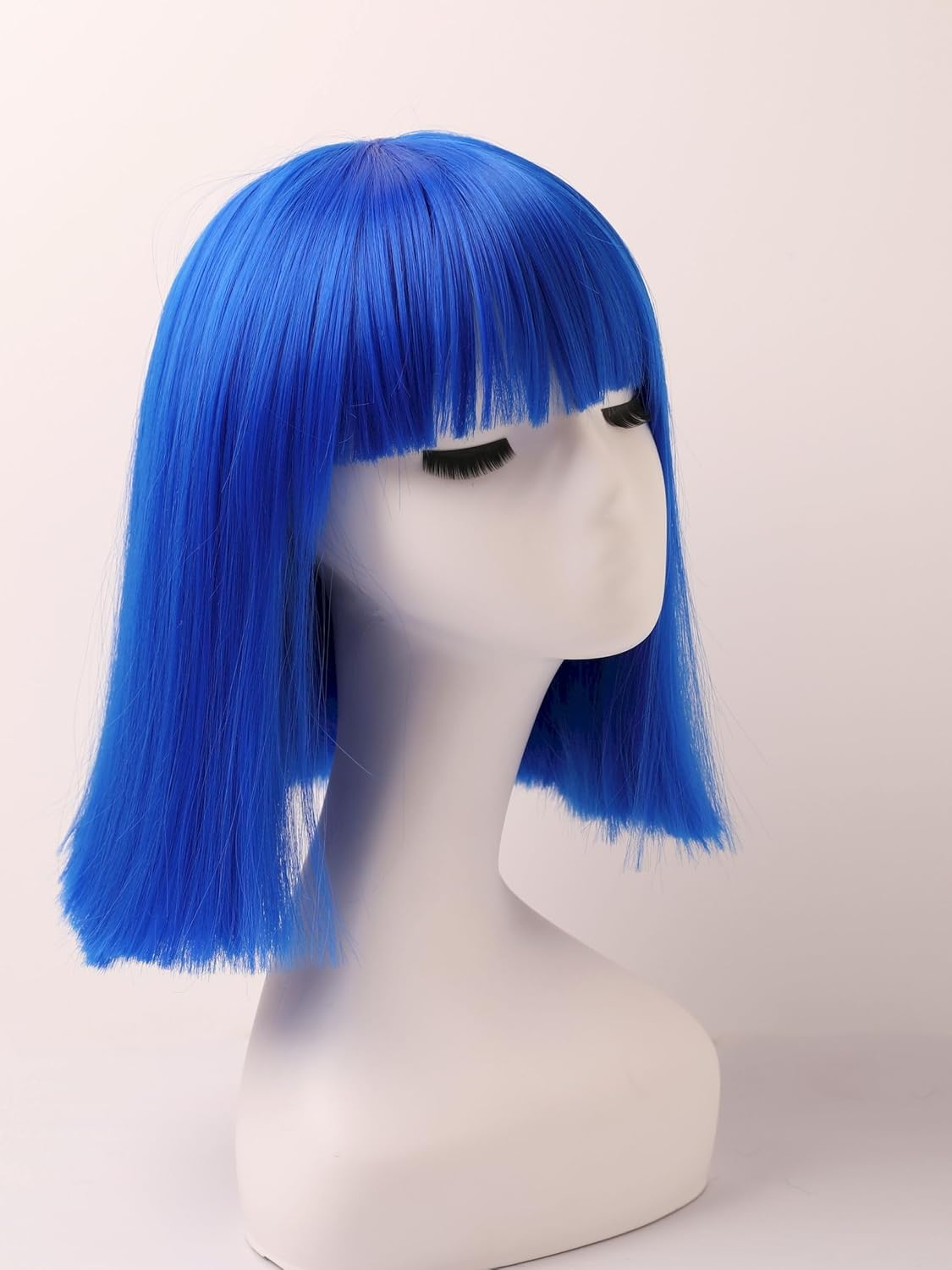 Prettyland Event C696 Women'S Bob Straight Fringe Wig Medium Length Short Straight Heat Resistant Wig for Show Fancy Dress Blue Royal Blue image number 3
