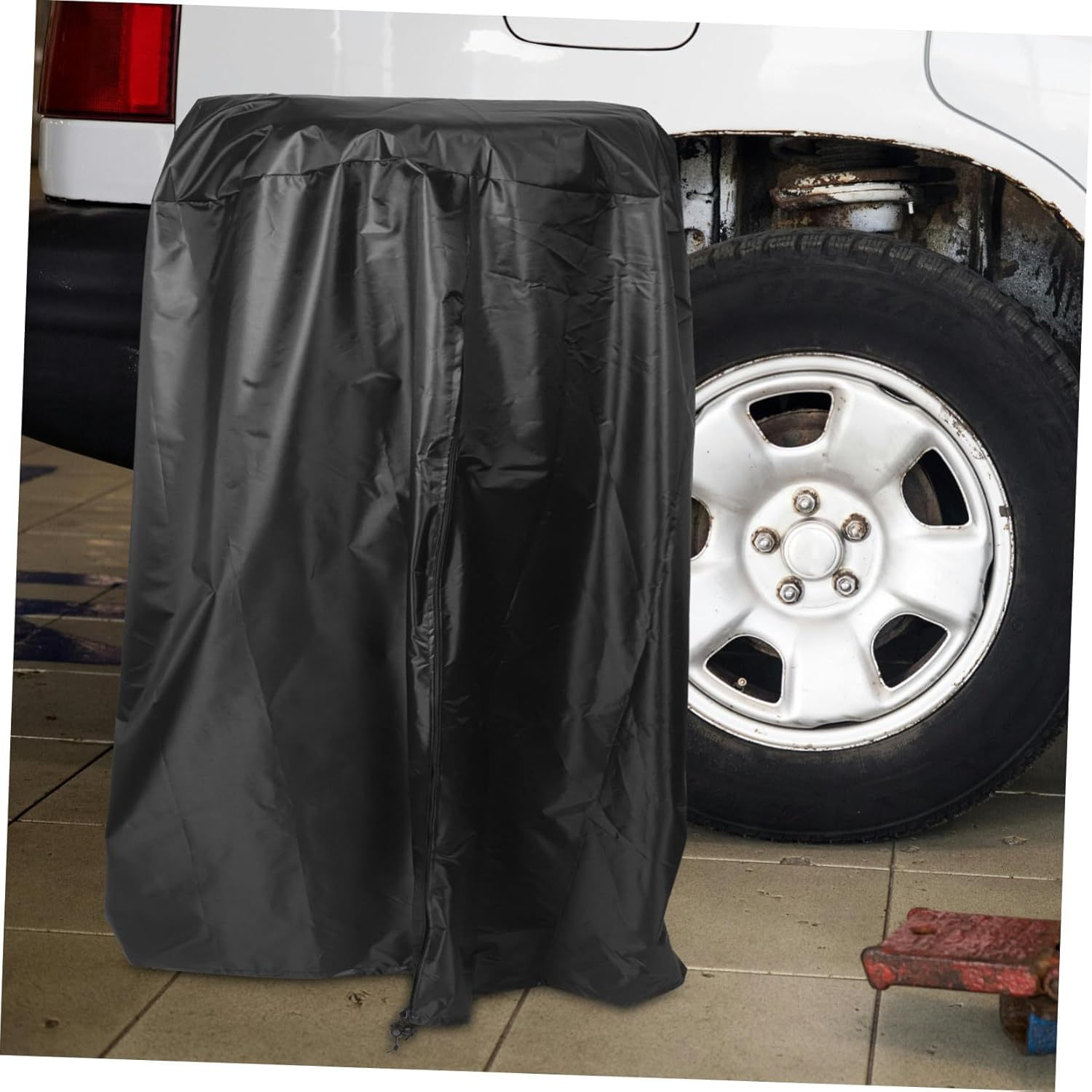 VINTORKY Material Tire Cover Weatherproof round Car Wheel Cover Easy Zipper for Outdoor Indoor Storage image number 3