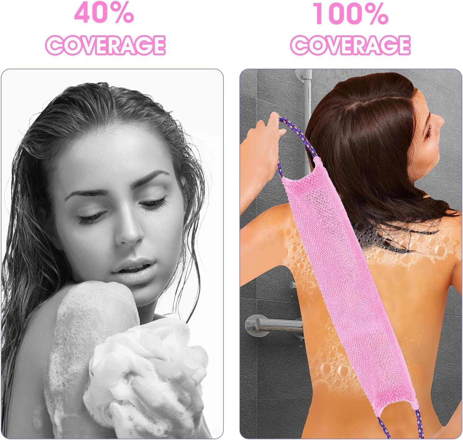 Generic Nylon African Exfoliating Net, 2-Piece Set (Purple + Pink), Traditional Style, Loofah Sponge for Body Washing image number 2