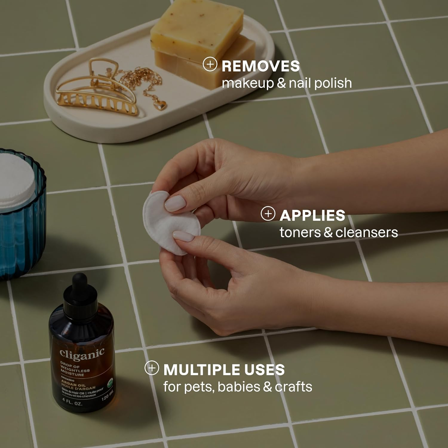 Cliganic Organic Cotton Rounds (300 Count) Makeup Remover Pads, Hypoallergenic, Lint-Free | 100% Pure Cotton (Packaging May Vary) image number 5