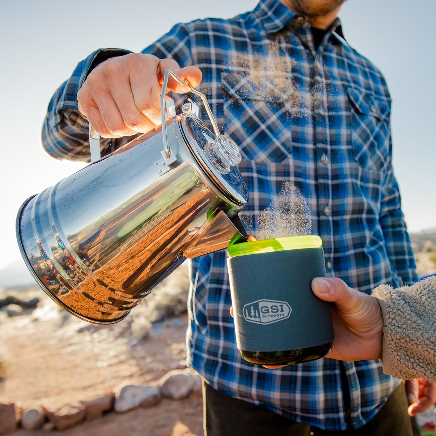 GSI Outdoors Percolator Coffee Pot I Glacier Stainless Steel Ultra-Rugged for Brewing Coffee over Stove and Fire | Ideal for Group Camping, 14 Cup image number 3