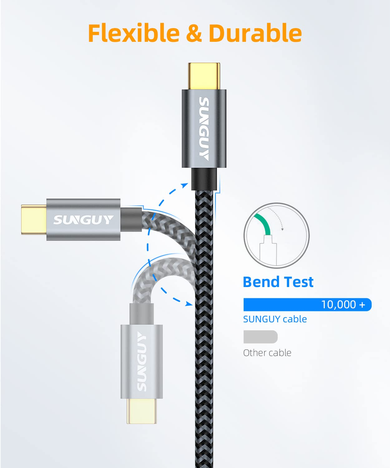 SUNGUY 10Gbps Micro B to USB C Hard Drive Cable 1.5M, USB 3.1 USB C to Micro B, High-Speed External Hard Drive USB C Cable for Iphone 16 15 Pro Max, Macbook Pro/Air, WD Toshiba Westgate Seagate image number 6
