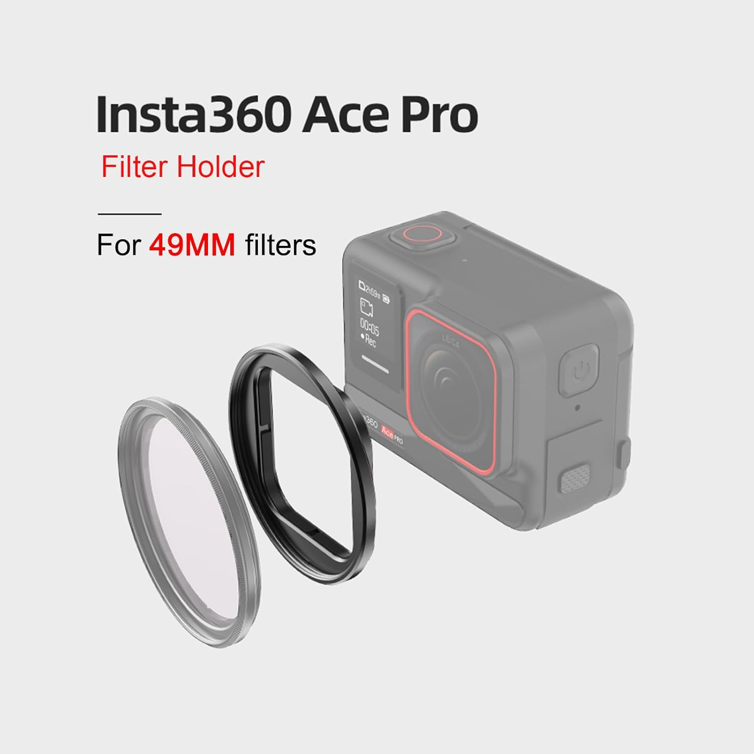 For Insta360 Ace Pro/Ace Filter Holder Bracket, Metal Filter Holder Protective Frame Compatible with 49Mm Filters, for Insta360 Ace Pro Accessories image number 1