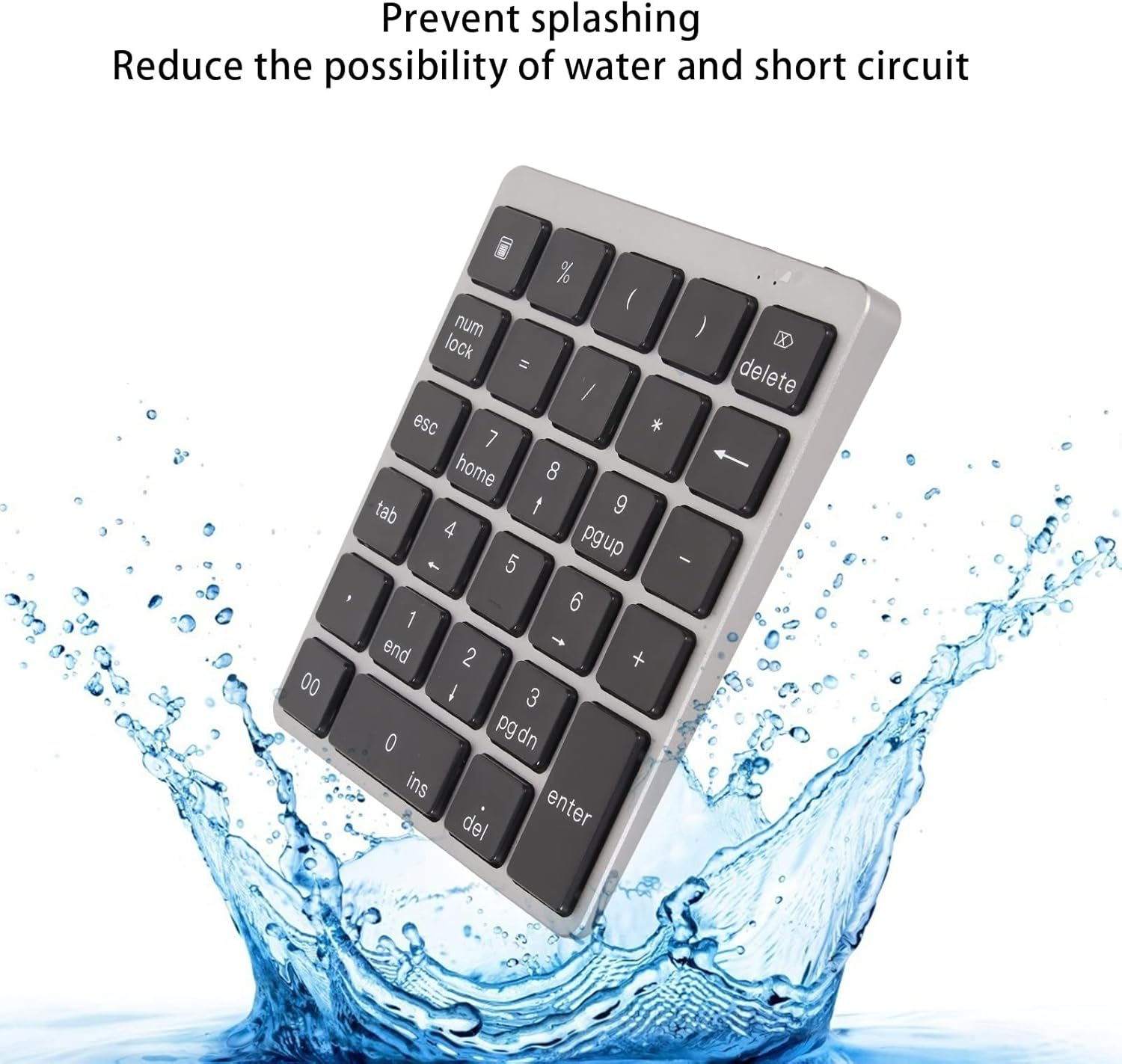 Portable 28-Key USB Numeric Keypad with Rechargeable Bluetooth​​, Thin Aluminium Number Pad for Laptop PC, Dark Grey - Dark Gray image number 2
