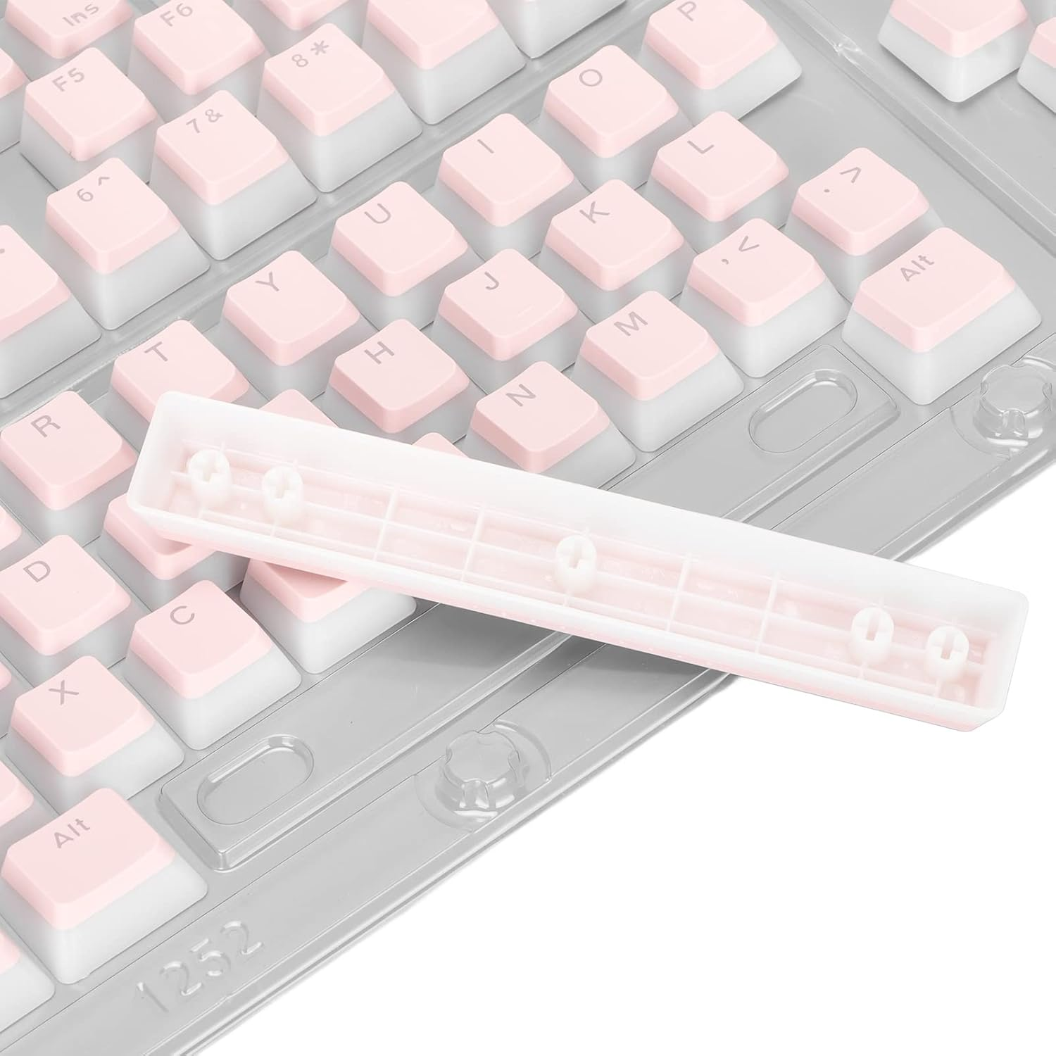 XUMIUZIY PBT Keycaps, 129 Keys Customized Keycap, Pudding Transparent OEM Height Custom Set Two Color Injection Molding DIY Keyboard for Mechanical Keyboards (Pink) - Pink image number 5