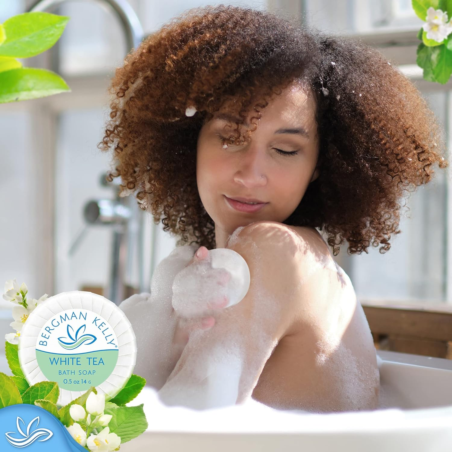 BERGMAN KELLY round Sanitary Soap Bars, Shampoo & Conditioner 3-Piece Set (0.5 Oz Each, 150 Pc, White Tea), Delight Your Guests with Revitalizing & Refreshing Bulk Travel Toiletries & Hotel Amenities image number 3