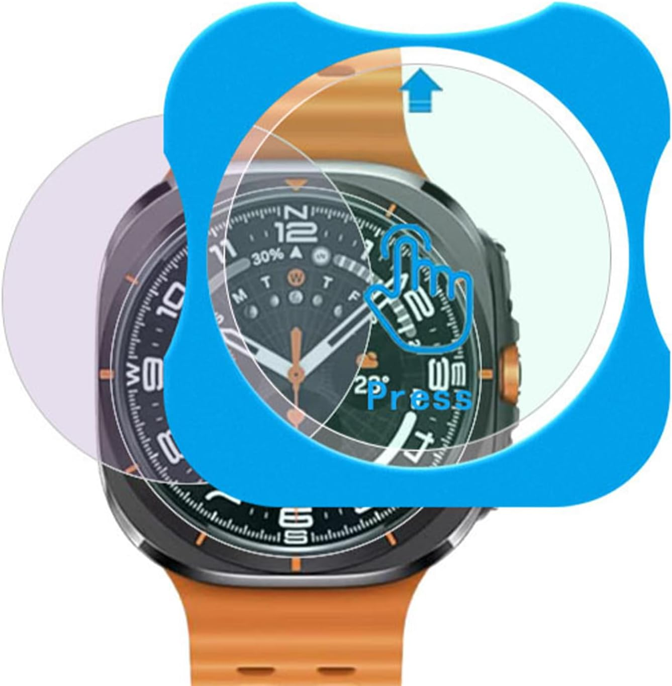 Agwenkui 2 Pack Screen Protector for Samsung Galaxy Watch Ultra - Protector for Samsung Watch with 9H Tempered Glass Full Cover Clear Guard Installation Alignment Frame (Easy Positioning Design) image number 1