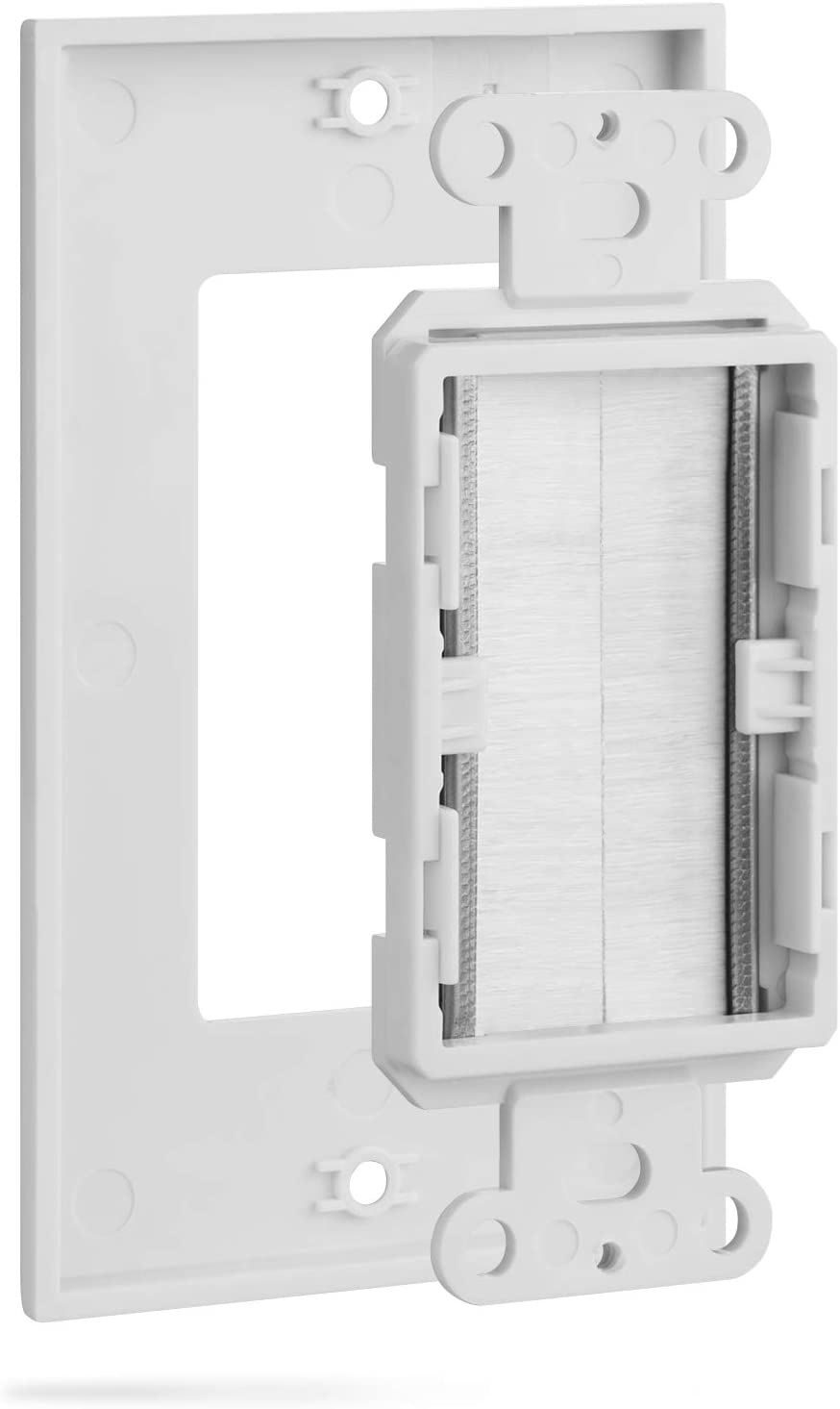 Fosmon (2 Pairs) Single Gang Wall Plate, Brush Style Opening Passthrough Cable Plate with Low Voltage Mounting Bracket image number 1