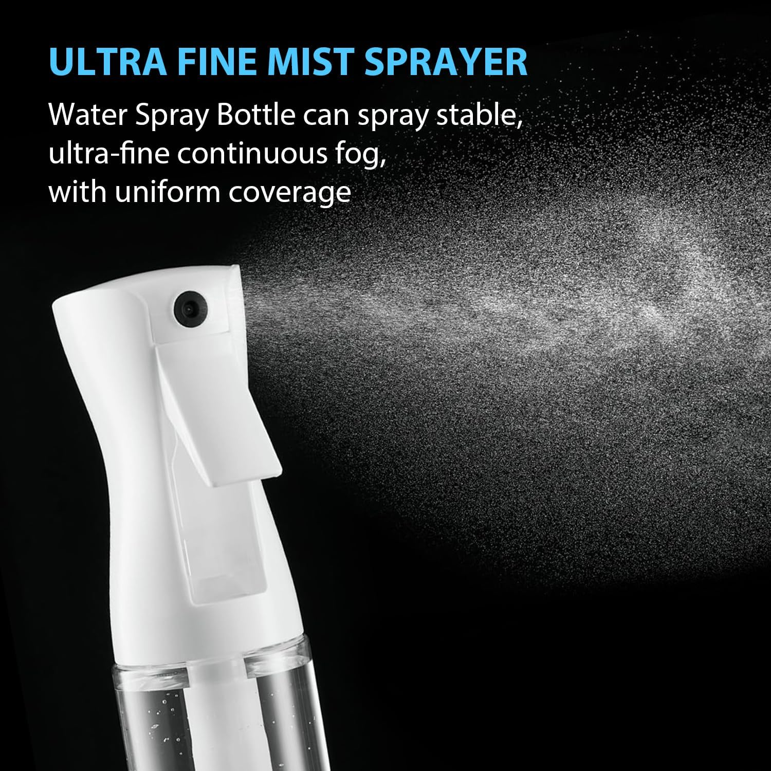 2 Pack Continuous Spray Bottle, 200Ml Hair Spray Bottle, Pressurized Ultra Fine Mist Water Sprayer Bottles for Hairstyling, Salons, Plants, Kitchen, Cleaning, Travel