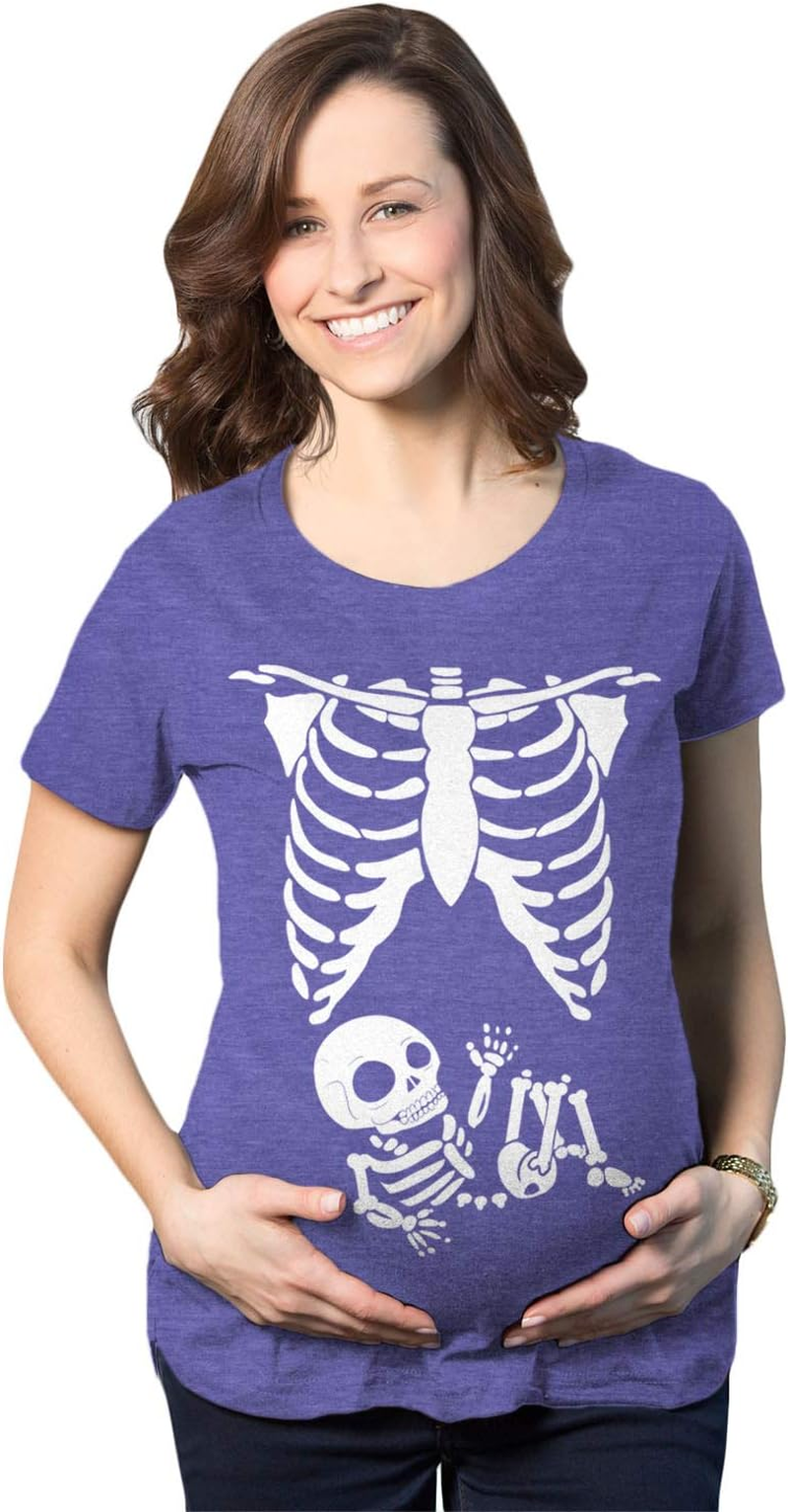 Maternity Skeleton Baby Monster Pumpkin T Shirts Funny Cute Pregnancy Halloween Tees
