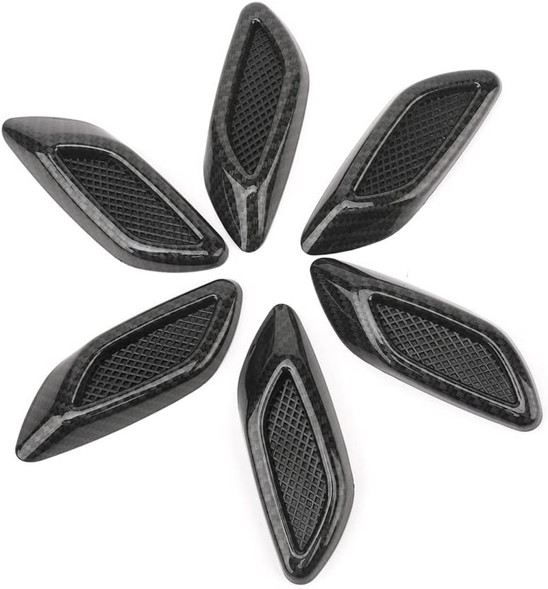 6Pcs Car Fender Trim Decorative Intake Universal Auto Air Flow Bumper Side Vent Decal Scoop Hood Spolier Door Carbon Fiber ABS Chrome Silver Exterior Glossy Black Sticker for Most Cars image number 4