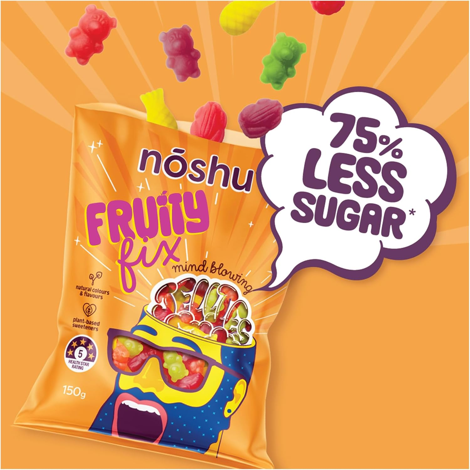Noshu Less Sugar Jellies &ndash; Fruity Fix 150G image number 3