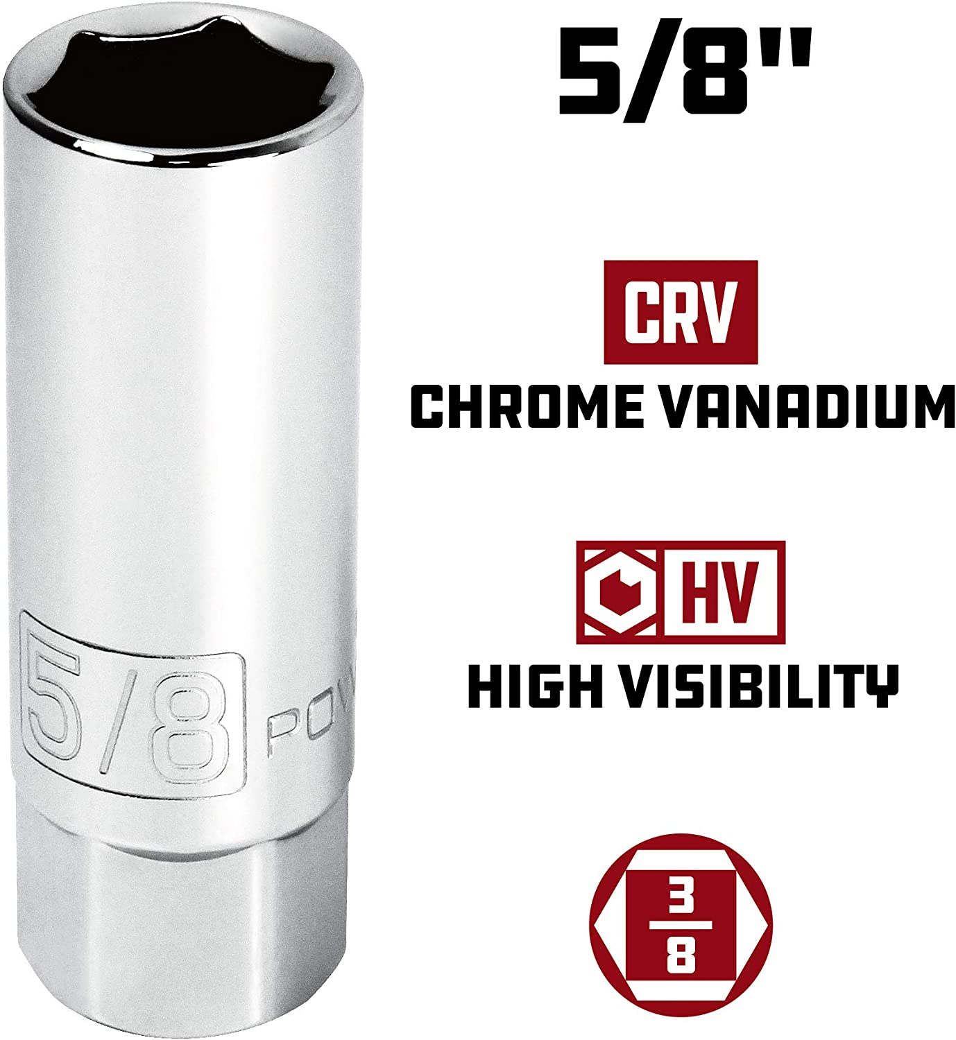 Powerbuilt 640855 3/8-Inch Drive Spark Plug Socket Set, 5-Piece image number 4