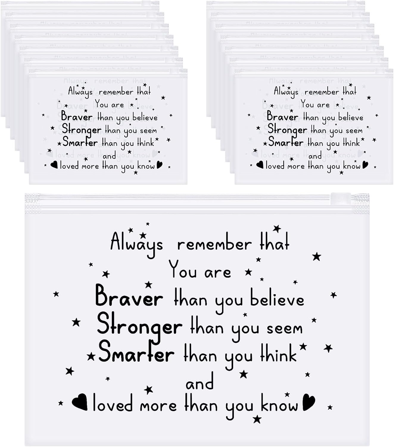 Sotiff 60 Pcs Makeup Bags Bulk Cosmetic Bag for Women Inspirational Thank You Gifts EVA Swag Bag Items Appreciation Gift Empowering for Staff Teacher Nurse Employee Mother(Proud,8 X 6 Inch) image number 2