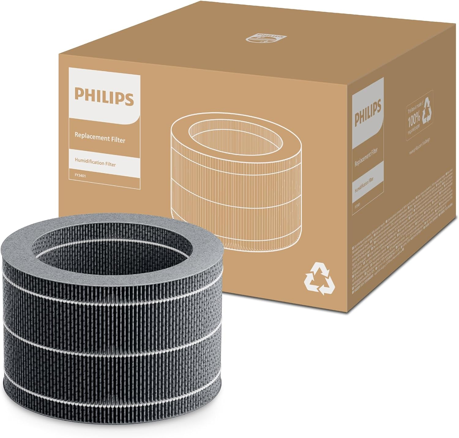 Philips Original Replacement Filter for 2-In-1 Air Purifier and Humidifier 3400 Series AC3420 and AC3421, HEPA Nanoprotect + Active Carbon, 12 Months Lifetime, Black/White (FY3400/30) image number 3