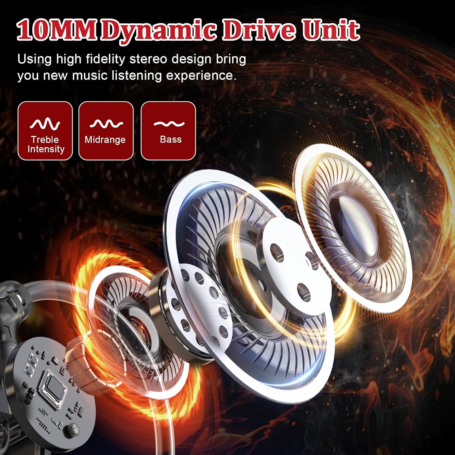 Gaming Earphones, 3.5Mm Wired Earbuds, Stereo Gaming Earbuds, PC Headset In-Ear Hearphones with Detachable Microphone & Volume Control for PC, Laptop, Phone image number 5