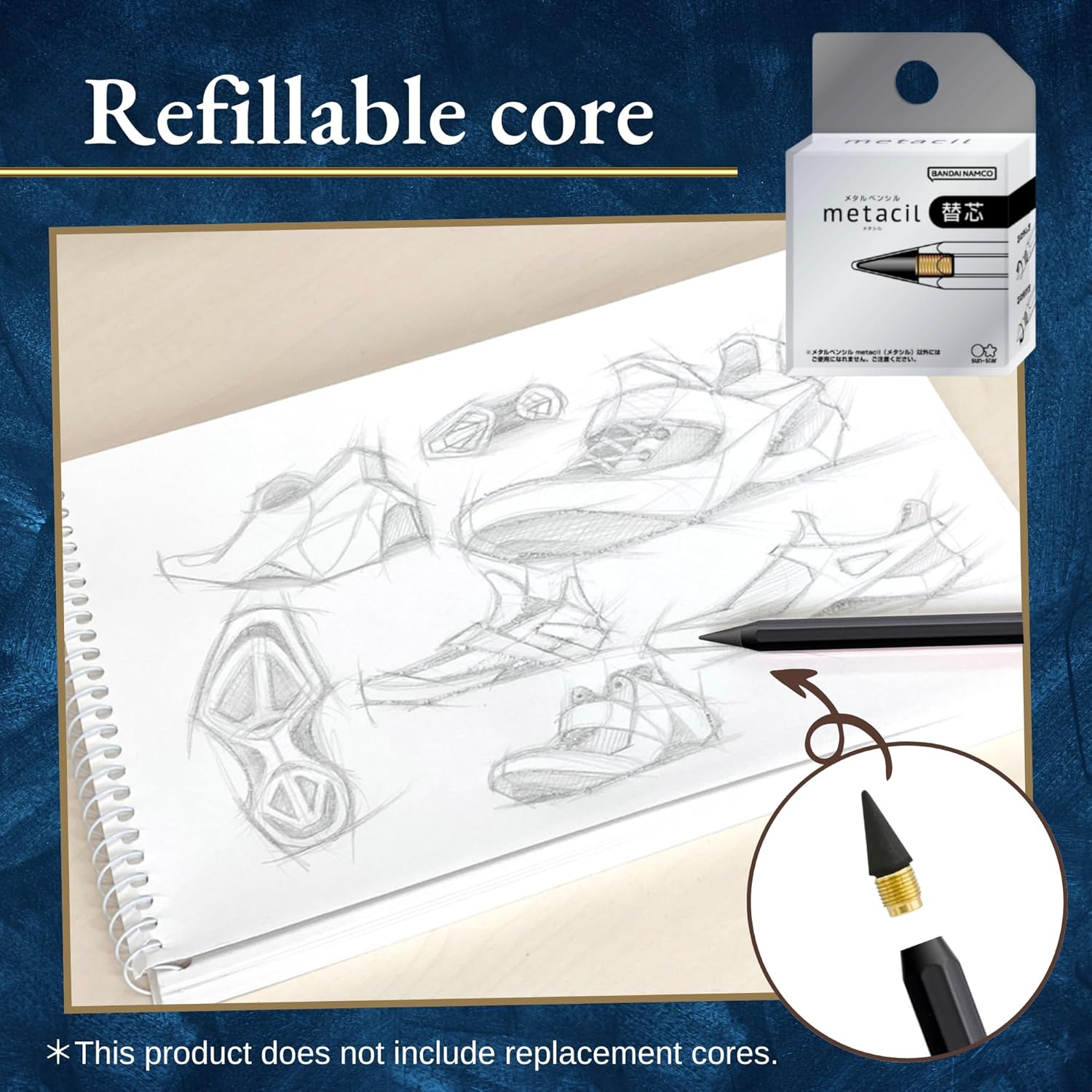 Sun-Star Stationery S4541120 Metal Pencil, Metacil, Black - Navy image number 5