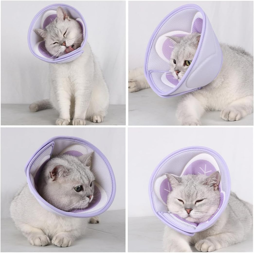 Cat Cone Collar Soft to Stop Licking and Scratching Adjustable Elizabethan Collars Pet Recovery Collar for Kitten Prevent from Licking Wounds (Purple, L) image number 6