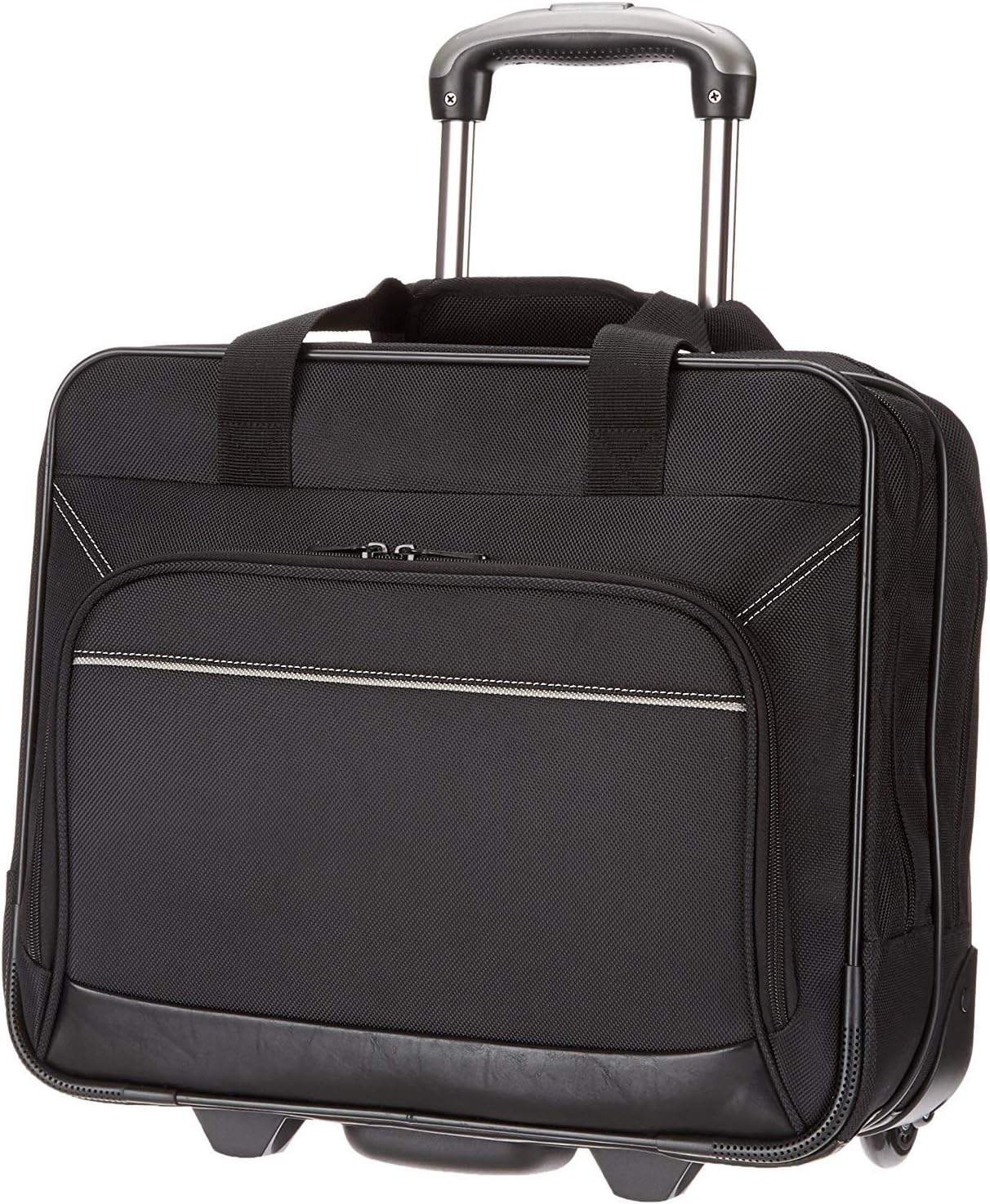 Amazon Basics Rolling Laptop Bag Case with Wheels, Rolling Briefcase Fits up to 15.6 Inch Laptop, Black image number 2