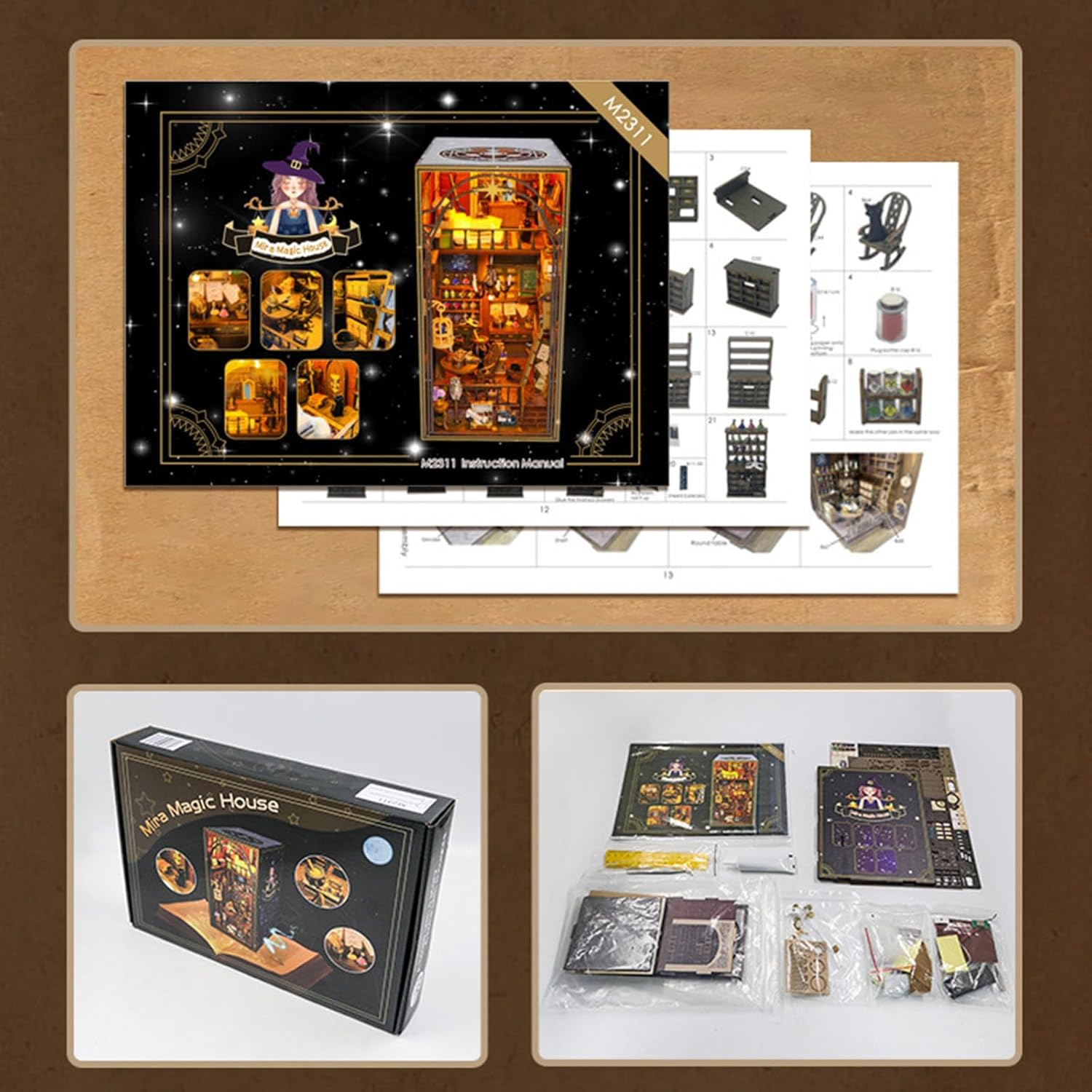 3D Book Nook Kit, DIY Miniature House Kit with LED Light, Booknook Libray Puzzle Creative Gifts Suitable for Adults, Dollhouse Miniature Adults image number 1