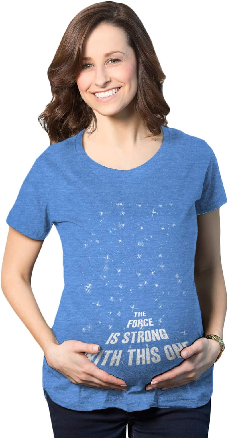 Crazy Dog T-Shirts Maternity Force Is Strong Funny Pregnancy T Shirt Graphic for Expecting Mothers