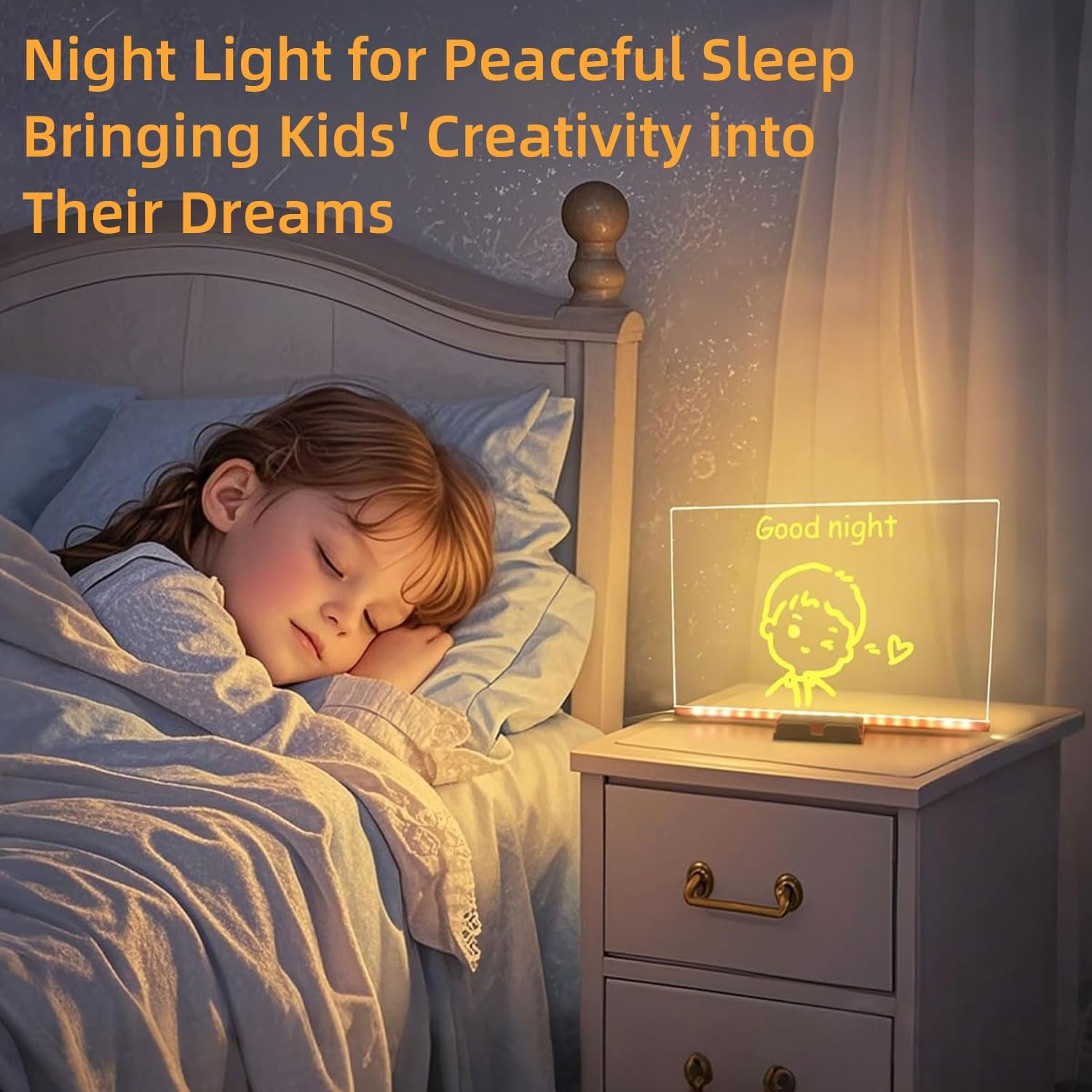 LED Note Board with Colors, Letter Dry Erase Board with 7 Pens, 5.9 X 5.9Inch Acrylic Dry Erase Board with Adjustable Stand Desktop for Office School Home image number 6