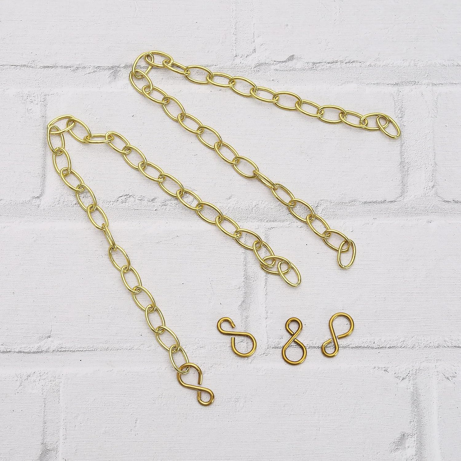 SG Store 2PCS Basin Chain with S-Shaped Hook Brass Bathtub Sink Stopper Chain 30Cm 11.8" Long Plug Chain for Bathtub Kitchen Sink Washbasin image number 2