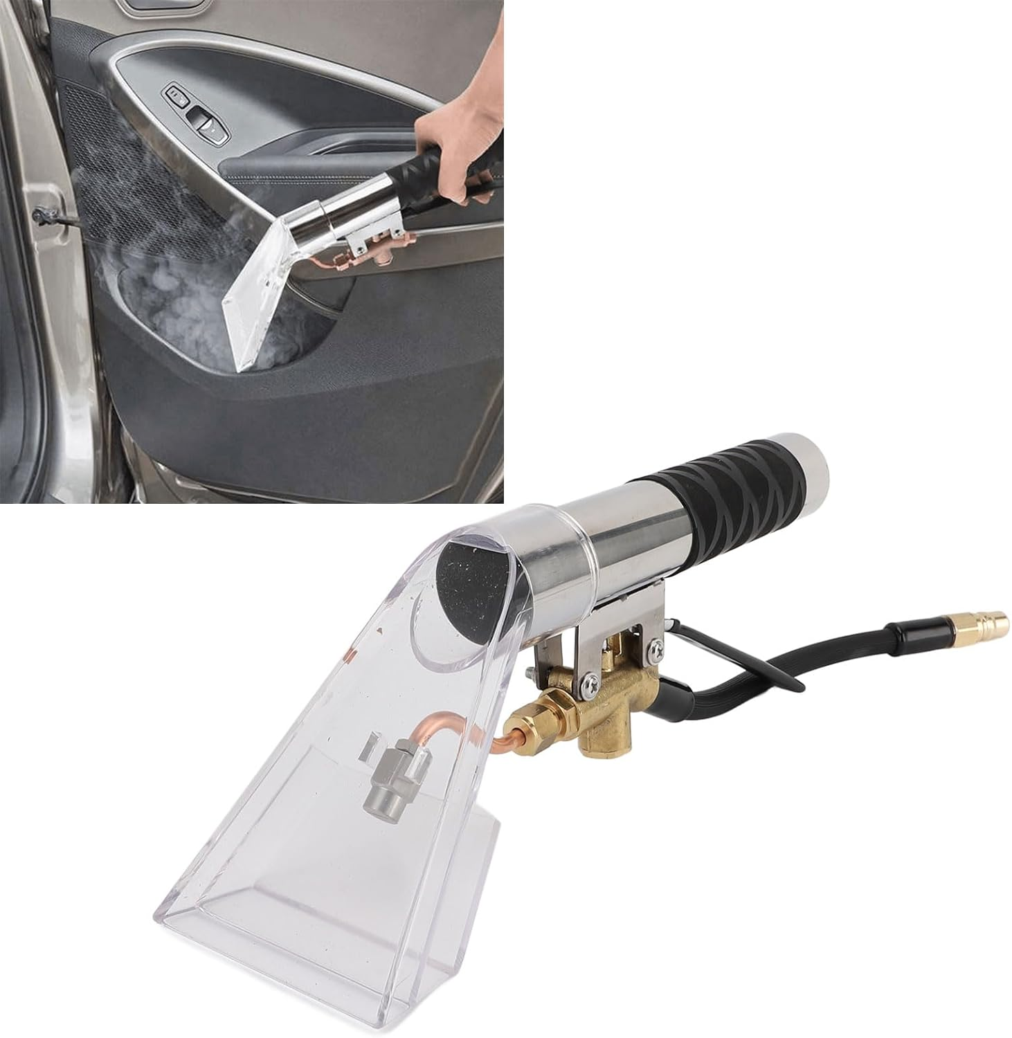 Generic Portable Extractor Hand Tool, Stainless Steel Carpet Cleaning Extractor Hand Wand with Clear Head for Mytee, Shopvac & Most Portable Carpet Attachment image number 1