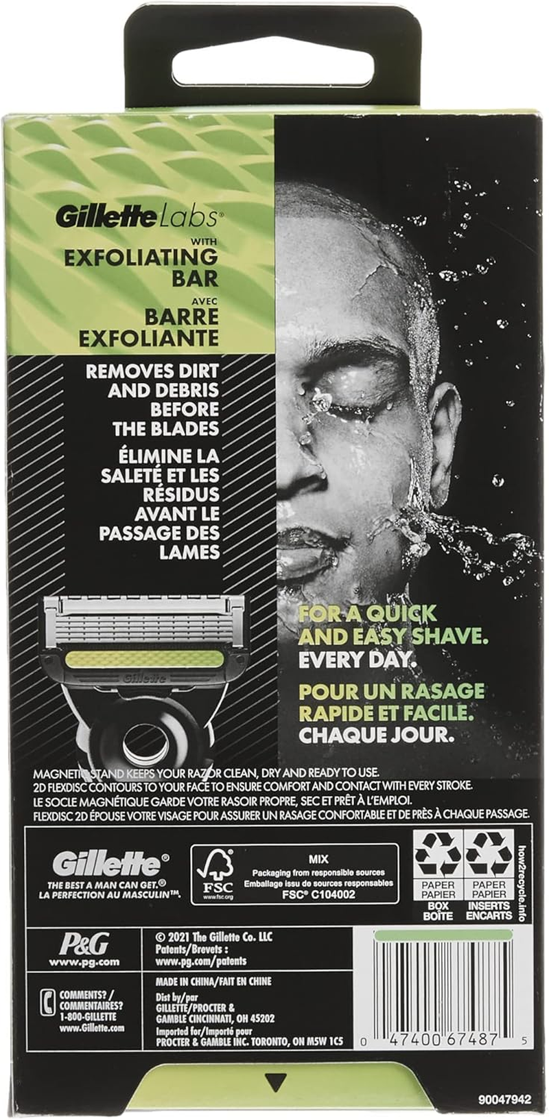 Gillette Labs Mens Razor with Exfoliating Bar, Shaving Kit for Men, Includes 1 Handle, 2 Razor Blade Refills, 1 Premium Magnetic Stand image number 3