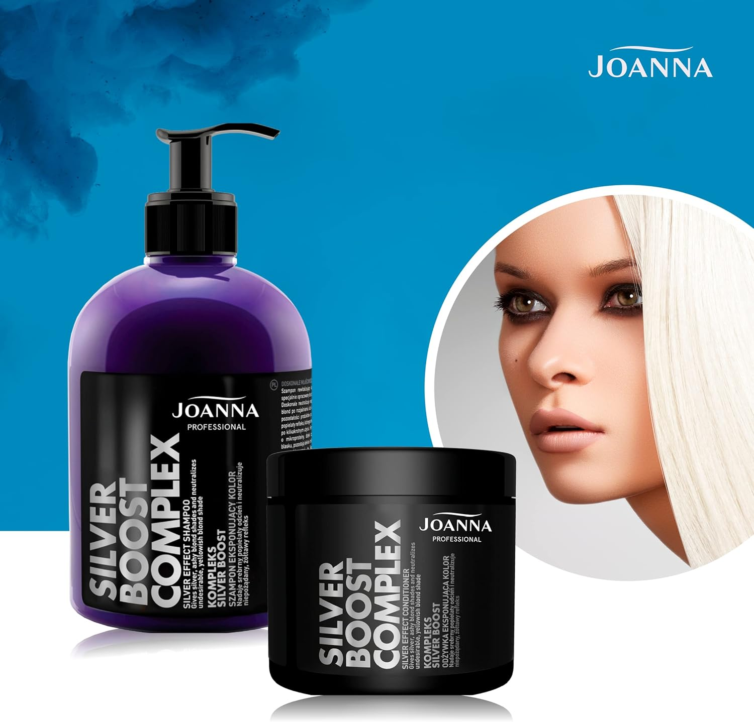 JOANNA Professional Silver Boost Complex - Hair Conditioner for Women - Colour Improving Conditioner - Neutralisation of Unwanted Yellow Tones - Silver Cool Reflections - Content 500 G image number 5
