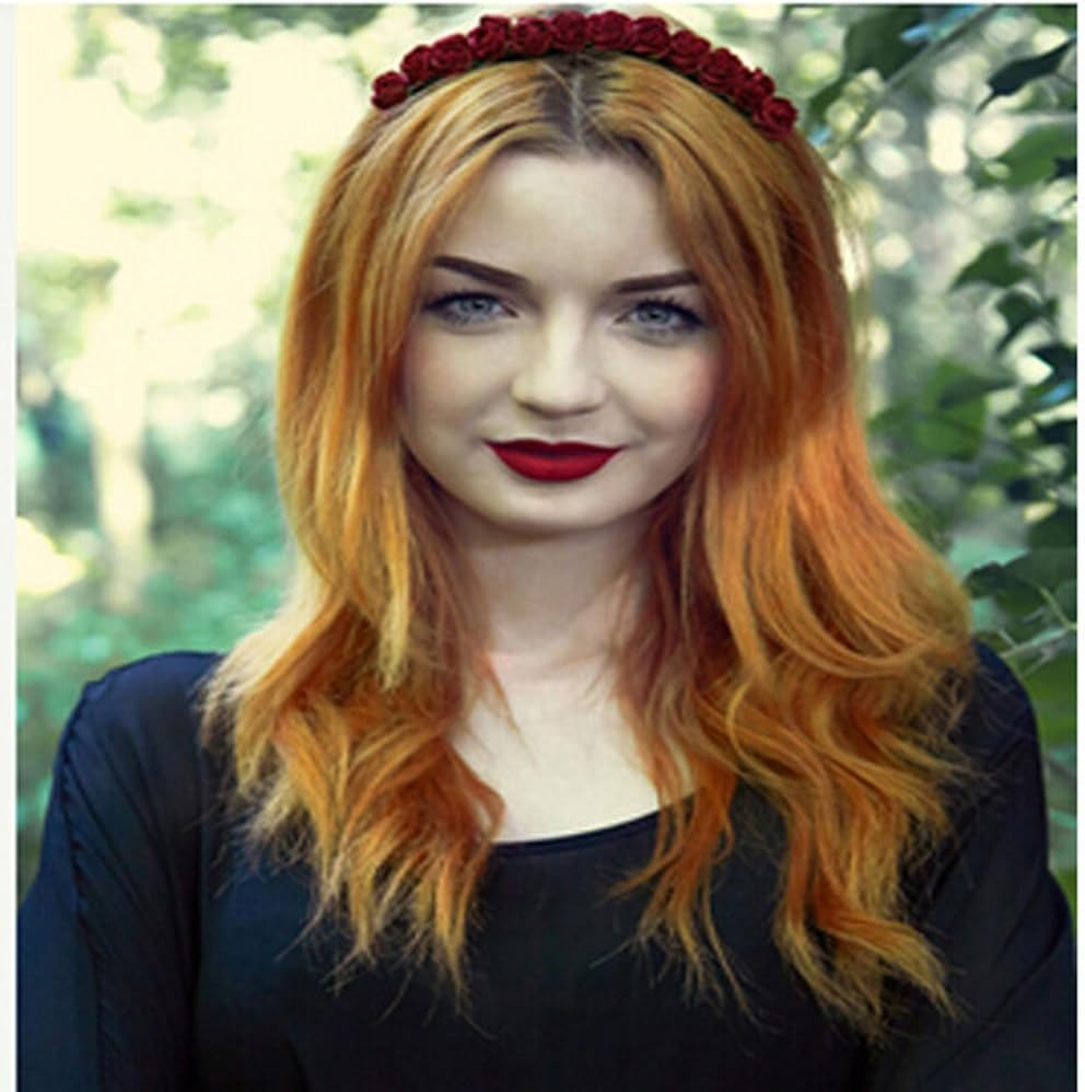 Love Sweety Boho Floral Crown Rose Flower Headband Hair Wreath - Dark Red image number 3