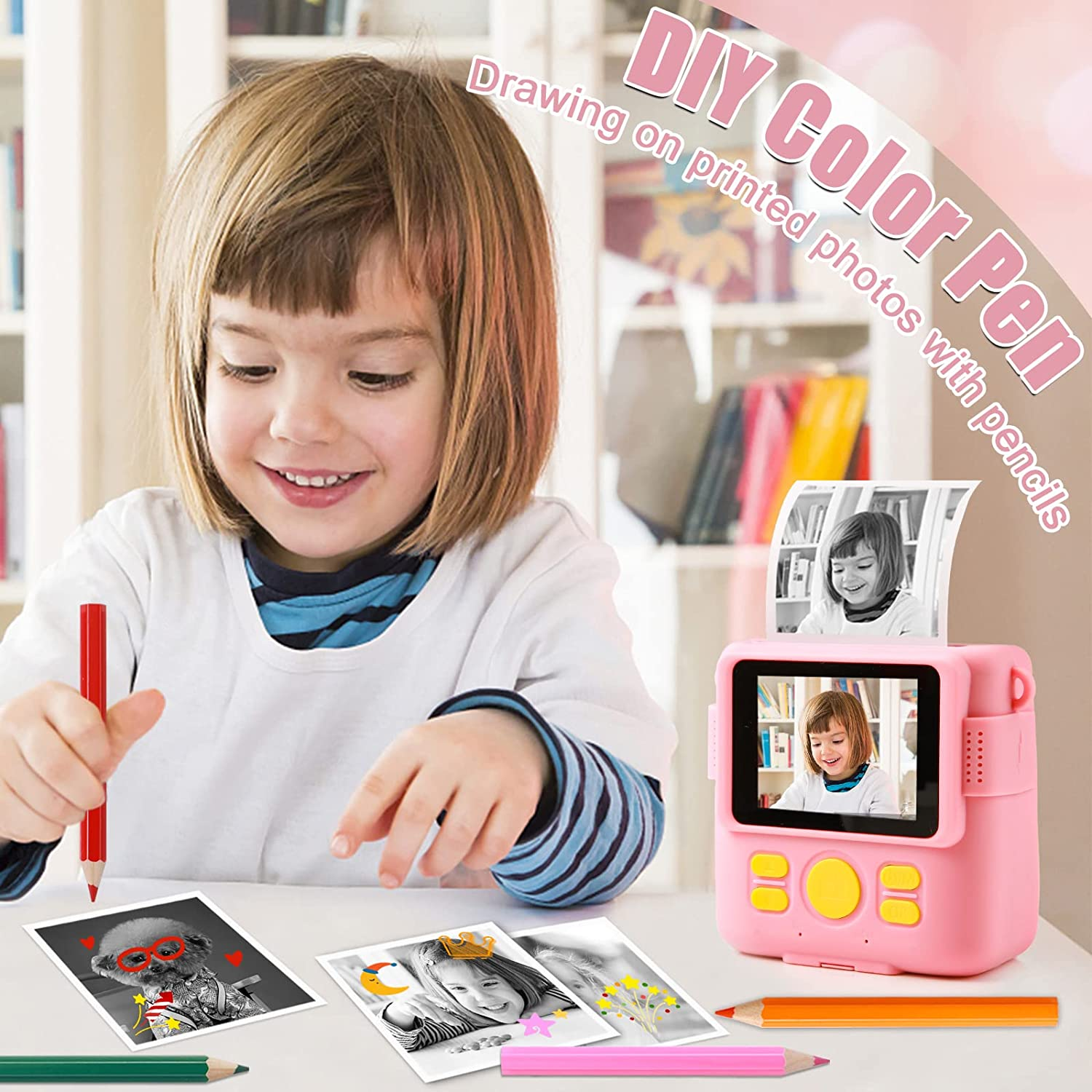 5 Rolls Print Paper for WEEFUN Instant Print Camera Kids Camera 1080P HD Digital Camera to Age 6-12 Boys and Girls Birthday Gifts image number 6