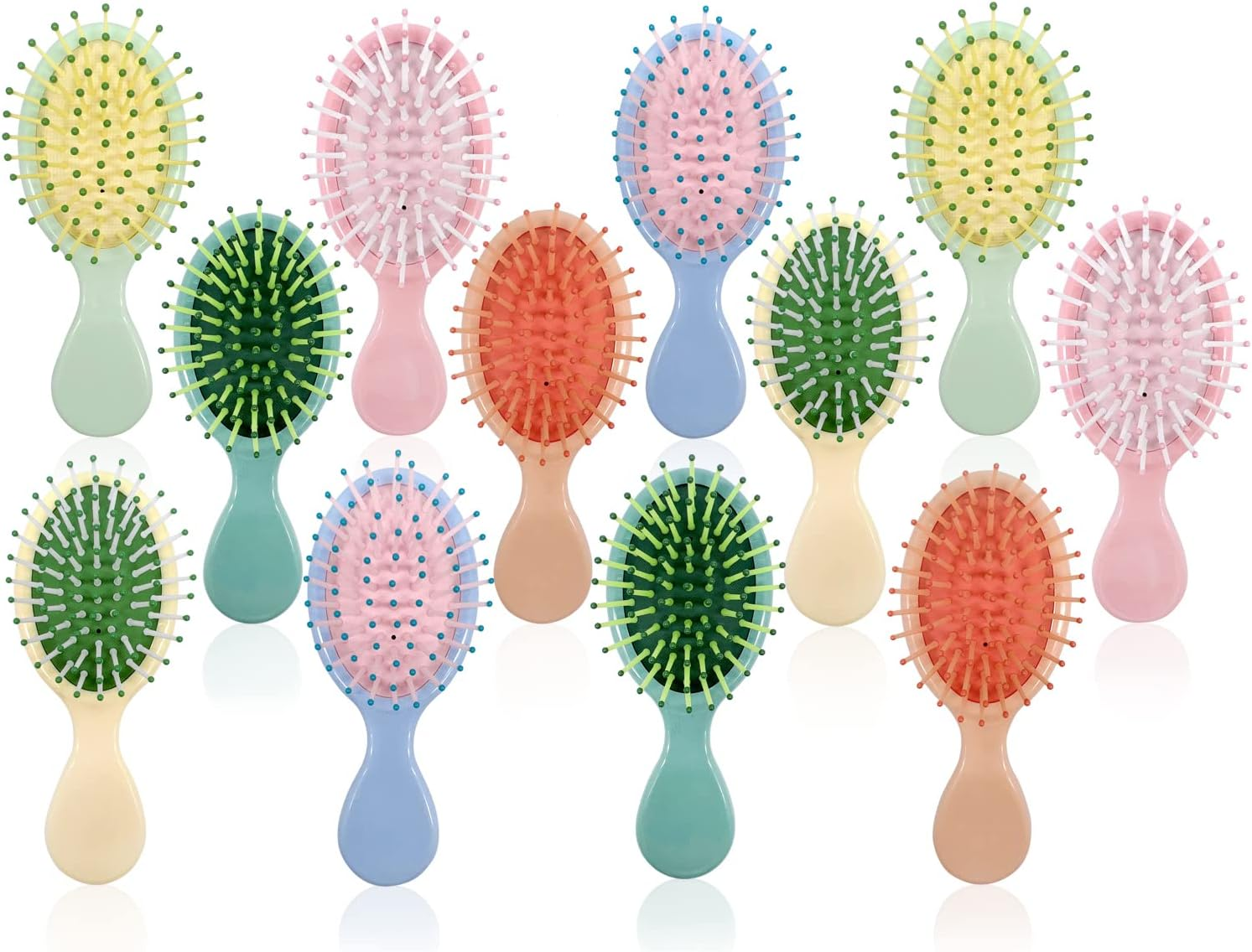 12 Pieces Mini Wet Hair Brush, Travel Detangling Brush, for Most Hair Types, with Ease Knots without Tears or Breakage, Multicolor