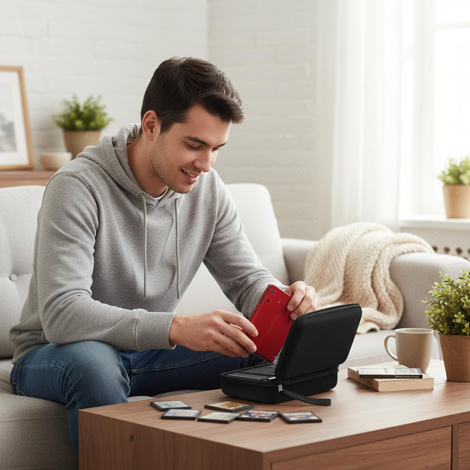 EVA Waterproof Hard Shell Protective Case, Compatible with Nintendo 3DS XL and 2DS XL, CEW 3DS, 3DS, 3DS LL, Dsi, DS Lite, Protective Travel Portable Bag with Detachable Wristband(Black) - Fengea image number 2