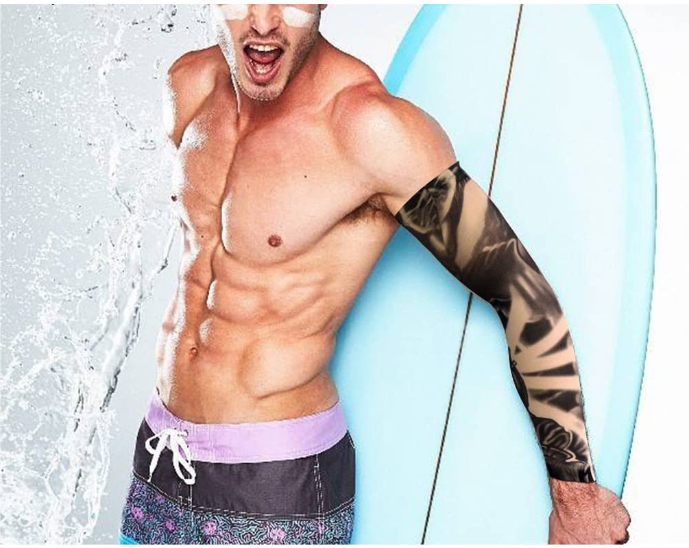 20Pcs Tattoo Arm Sleeves Temporary Fake Slip on Arm Protector Body Art Arm Stockings Accessories - Designs Tribal, Dragon, Skull, and Etc.By HOVEOX image number 2