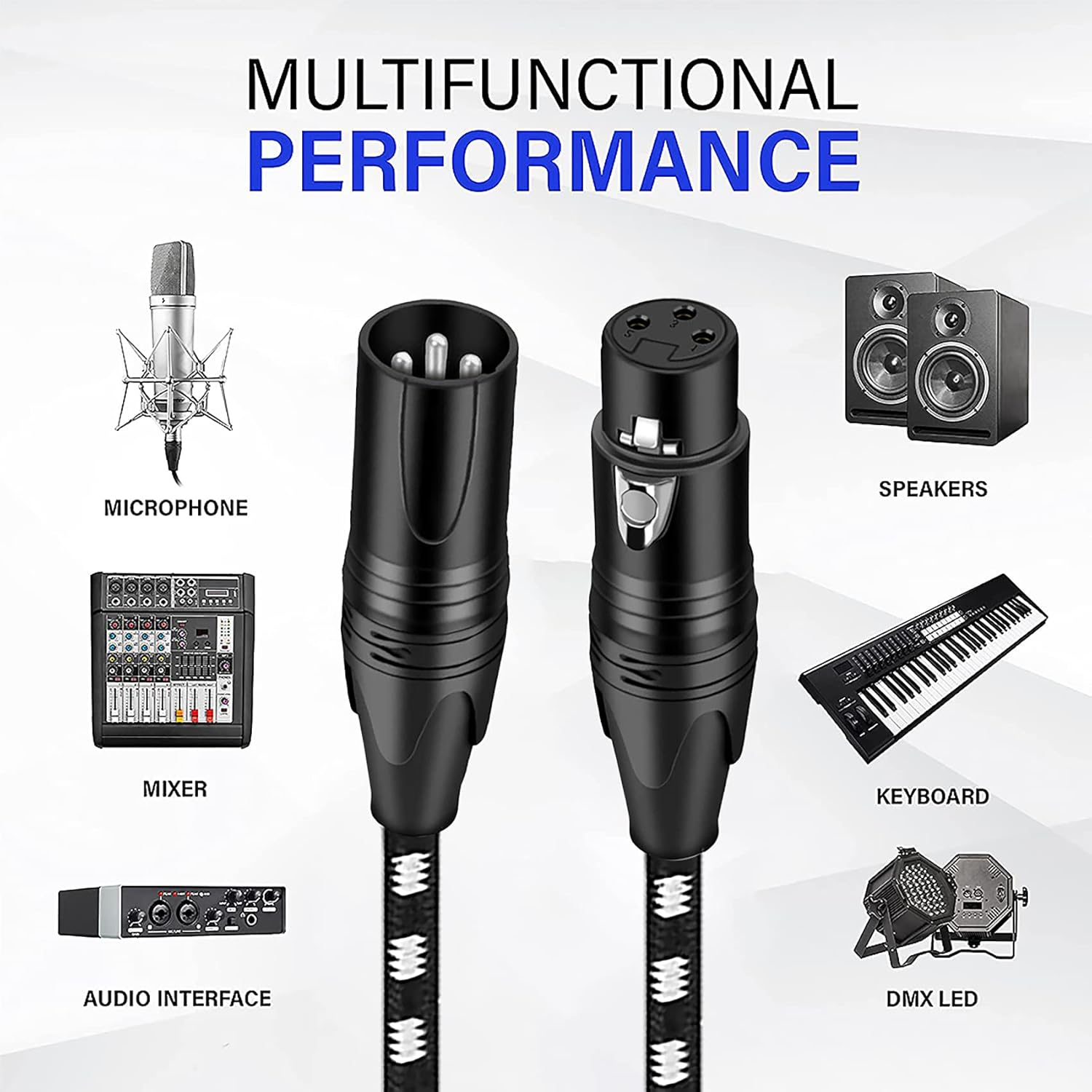 XLR Cables, Tunghey XLR Cable Heavy Duty Microphone Cable XLR Male to Female Nylon Braided XLR Microphone Cable (3M) - 3M image number 6