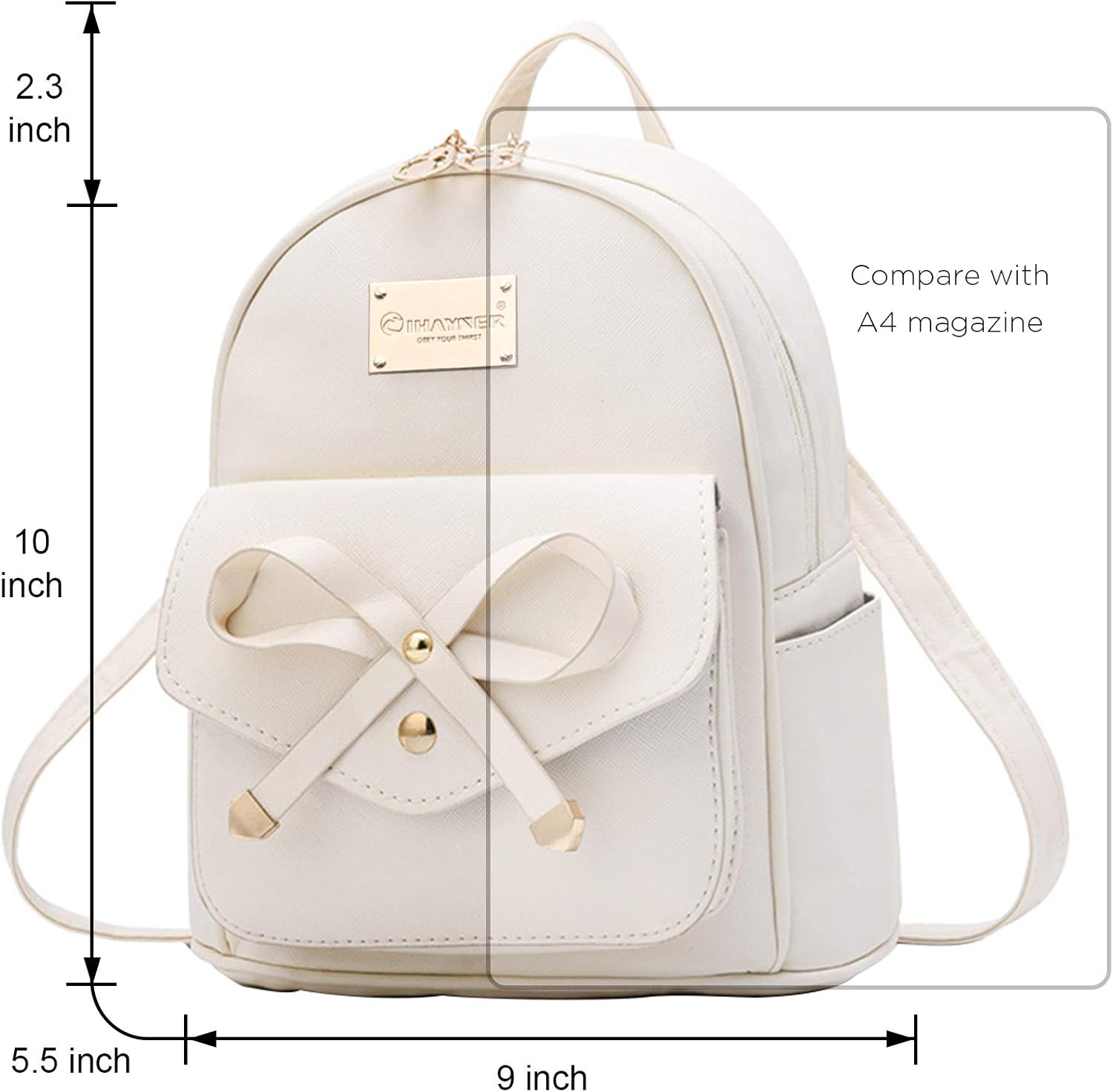 Girls Bowknot Cute Leather Backpack Mini Backpack Purse for Women image number 4