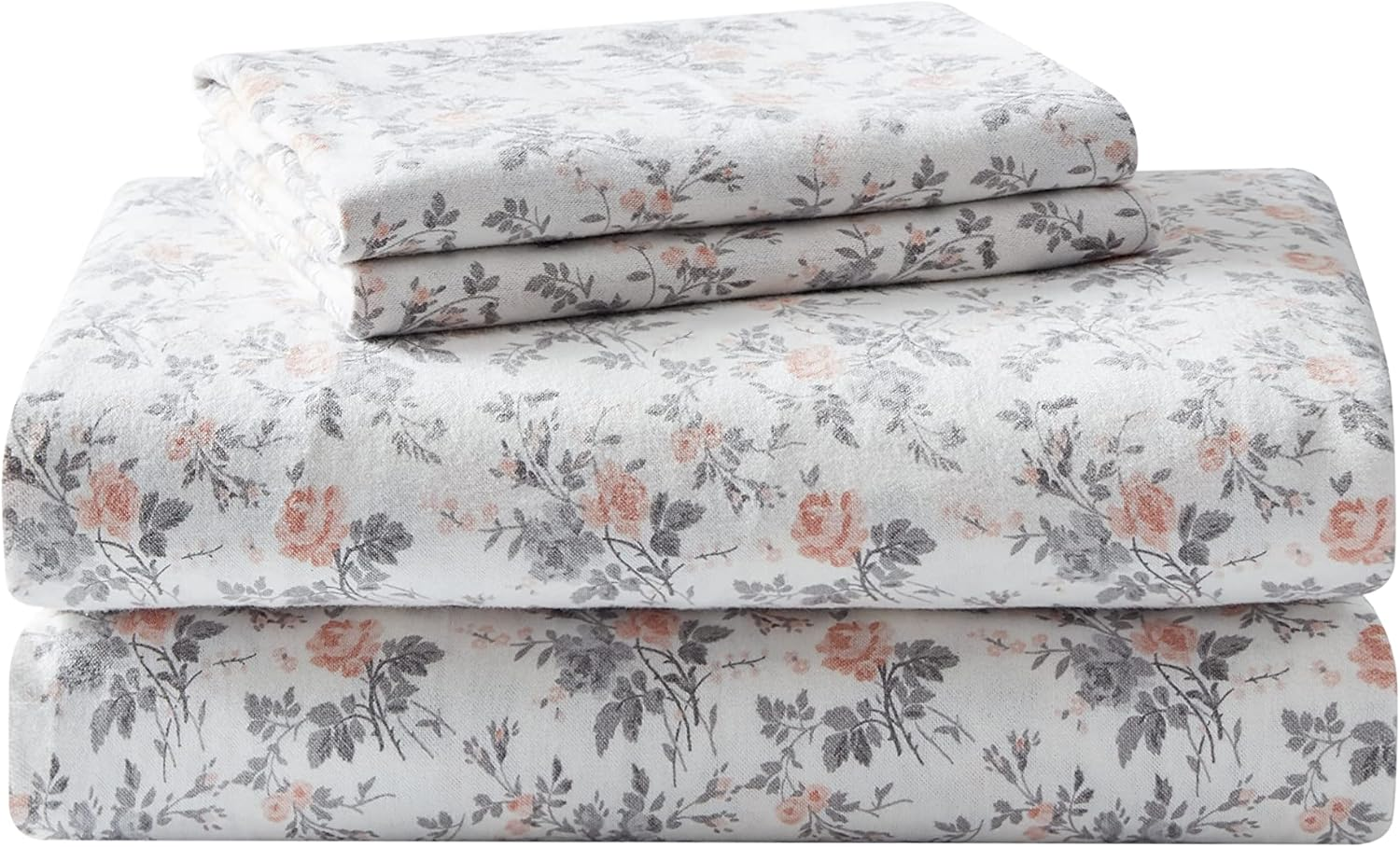 Laura Ashley - King Sheet Set, Cotton Flannel Bedding, Brushed for Extra Softness & Comfort (Rosalie Grey, King) image number 2