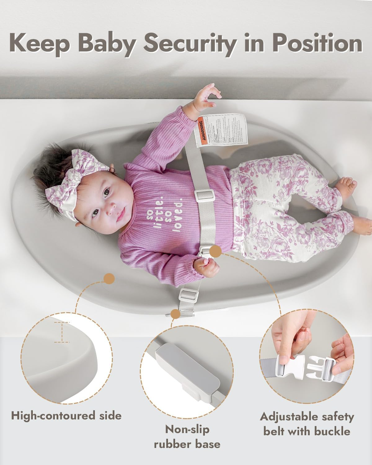 Papablic Baby Changing Pad, Waterproof & Non-Slip, Includes Washable Cover, Safety Strap for Standard Dresser, Changing Table, Bed, Sofa image number 3