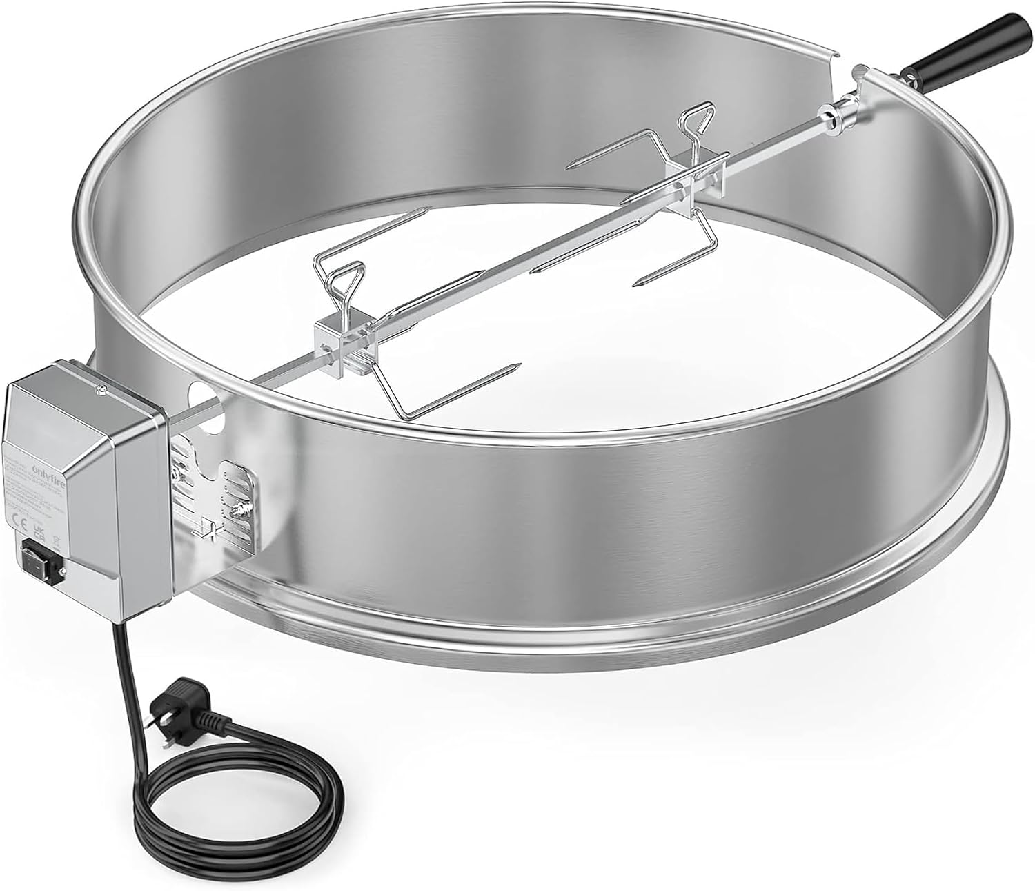 Only Fire BRK-6025 Stainless Steel Rotisserie Ring Kit Fits Weber 57Cm Charcoal Kettle Grill with Electric Motor for UK Fits Weber 2290 and Other 57Cm Models image number 2